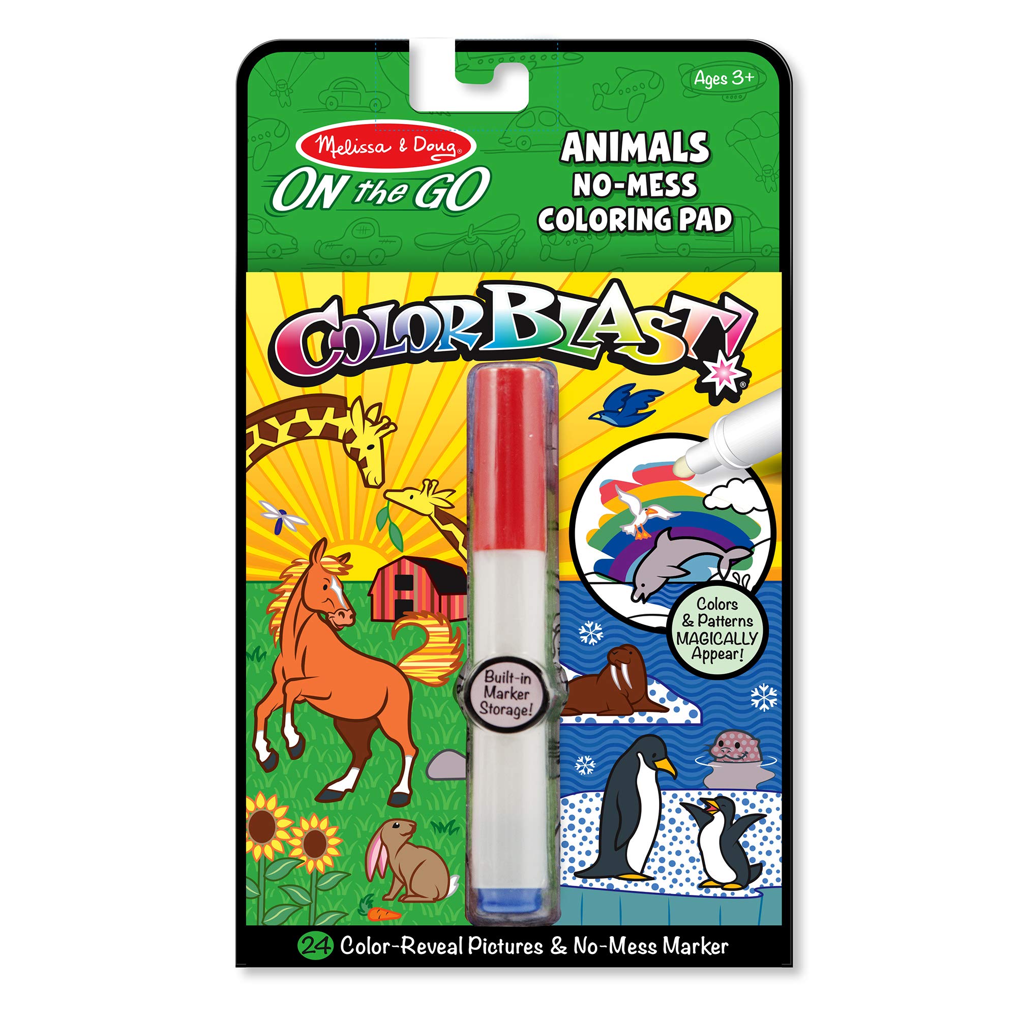 Melissa & Doug On The Go ColorBlast Animals - Invisible Ink Coloring Book for Kids, Mess-Free Travel Activity Pad with Magic Reveal Markers - Perfect for Road Trips, Airplane Rides & Quiet Time Play