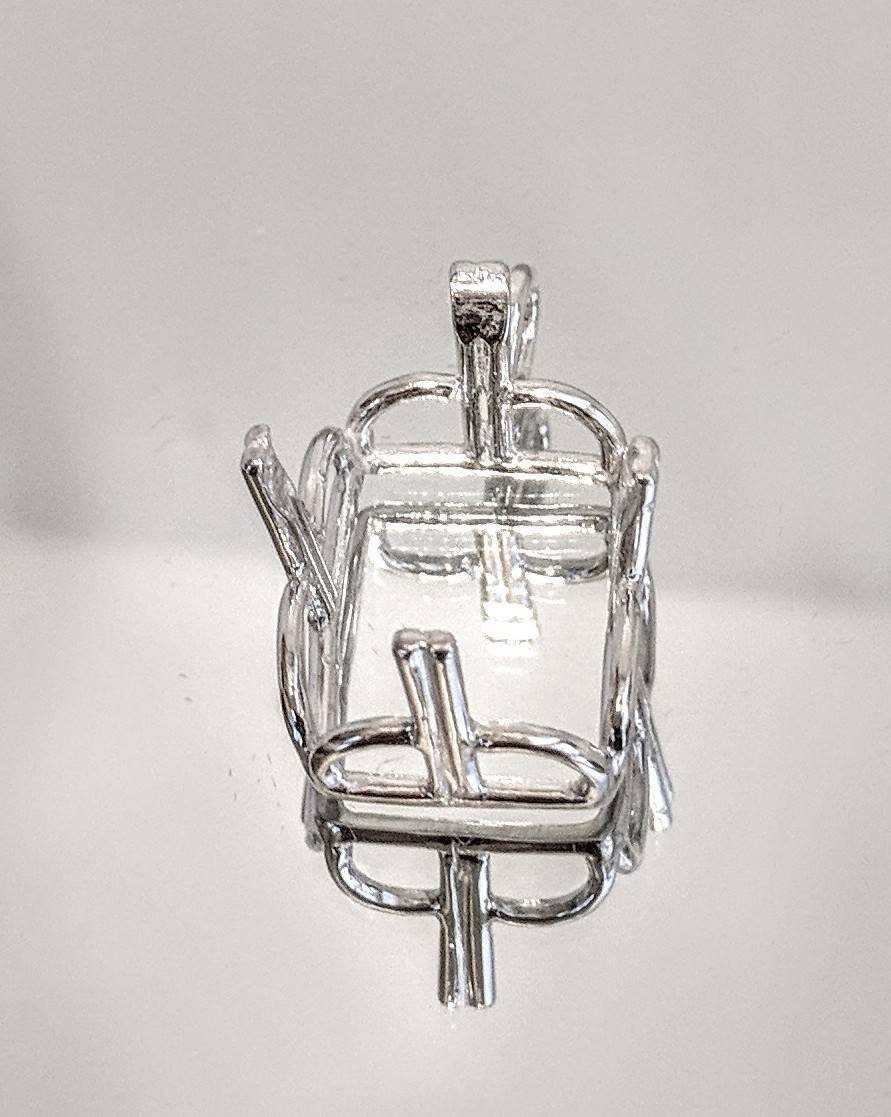 10x8mm & 20x15mm Emerald Cut Pendant Setting - Solid Sterling Silver or 14K Gold (Yellow/White) - Handcrafted in USA - Perfect for Engagement Rings, Anniversary Gifts & Jewelry Making
