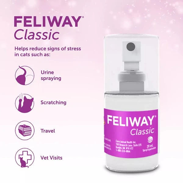 FELIWAY CLASSIC Cat Calming Spray - Reduce Stress & Anxiety in Cats - Perfect for Travel, Vet Visits & Multi-Cat Homes