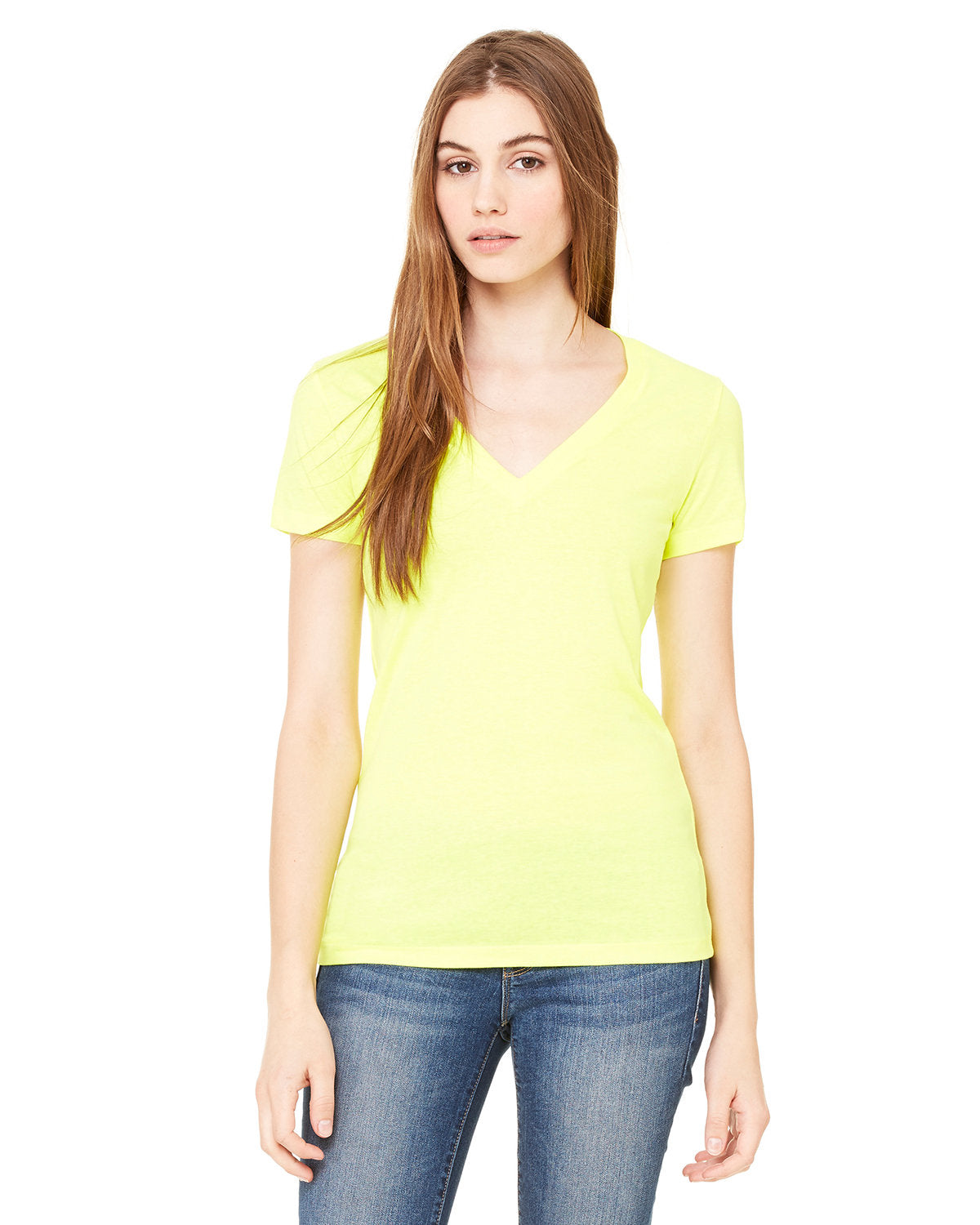 Bella + Canvas B6035 Women's Soft Jersey Short Sleeve V-Neck T-Shirt - Comfortable Casual Tee for Everyday Wear, Gym, and Layering