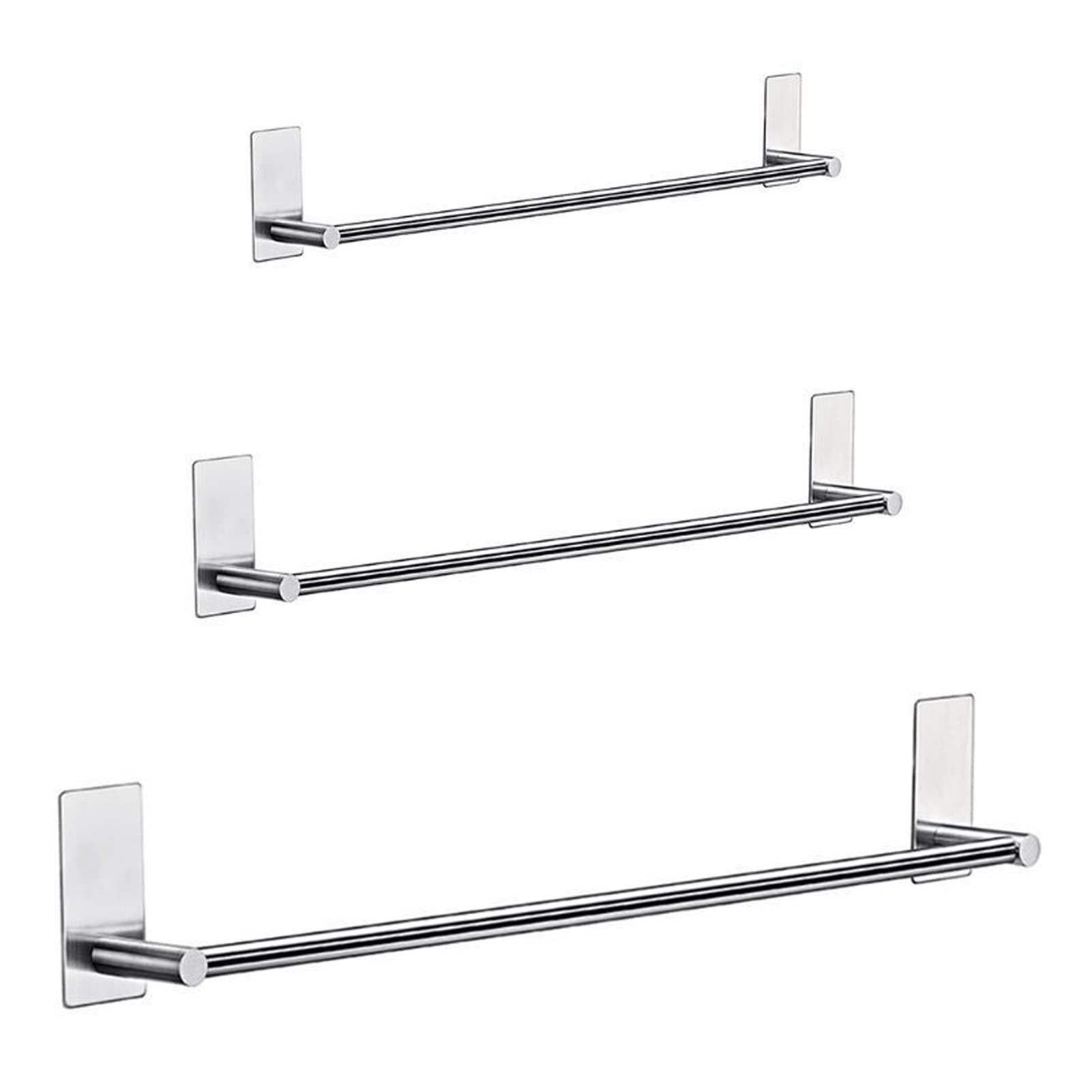 Stainless Steel Wall Mounted Towel Rack - No Drill Bathroom & Kitchen Storage Organizer for Towels, Robes & Utensils - Perfect for Small Spaces, Laundry Room & Balcony (30CM, Silver)