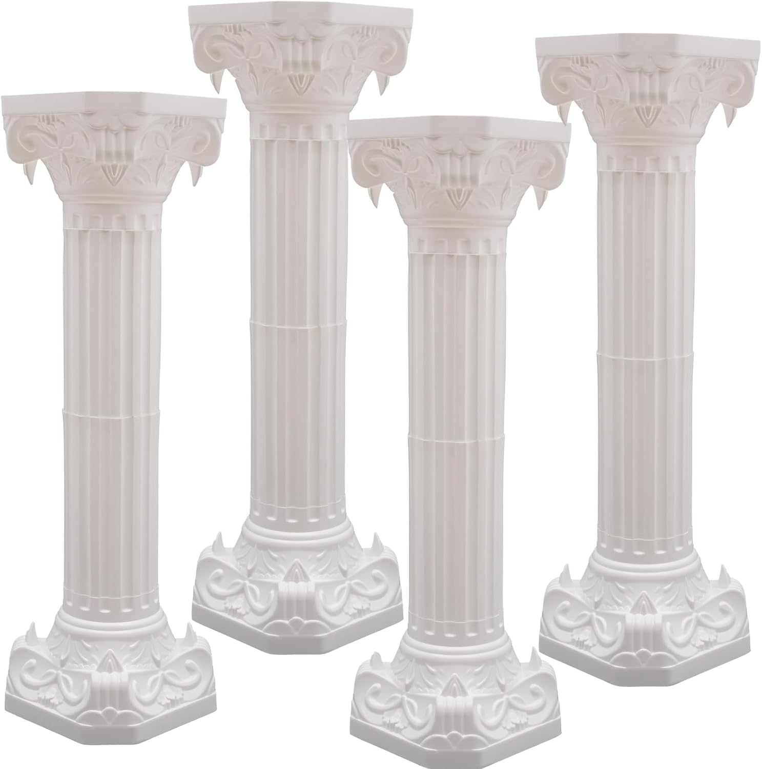4PCS White Roman Column Set - 10.63x34.65in Hollow Wedding Pillars for Party Decor, Floral Arrangements & Event Centerpieces | Elegant Wedding Arch, Garden Decor & Home Decoration Accents