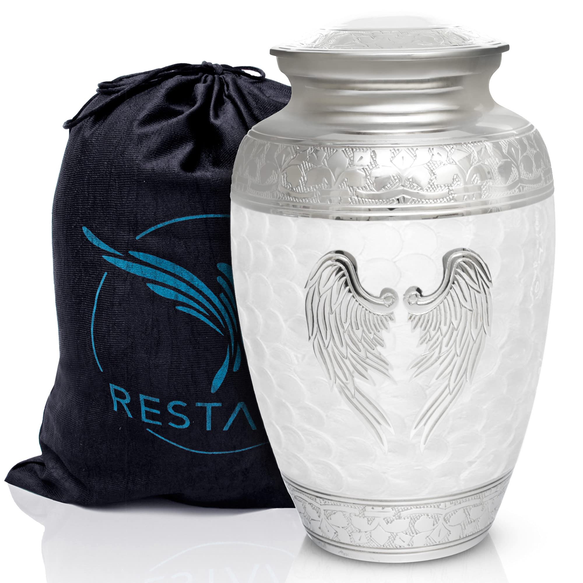 Elegant White Angel Wings Cremation Urn for Adults - Memorial Keepsake for Human Ashes | Perfect for Home Memorial Display, Funeral Services & Remembrance Ceremonies