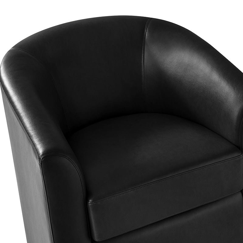 360 Degree Swivel Barrel Faux Leather Chair - Modern Accent Chair for Living Room, Office & Lounge - Comfortable PU Leather Recliner with Smooth Rotation