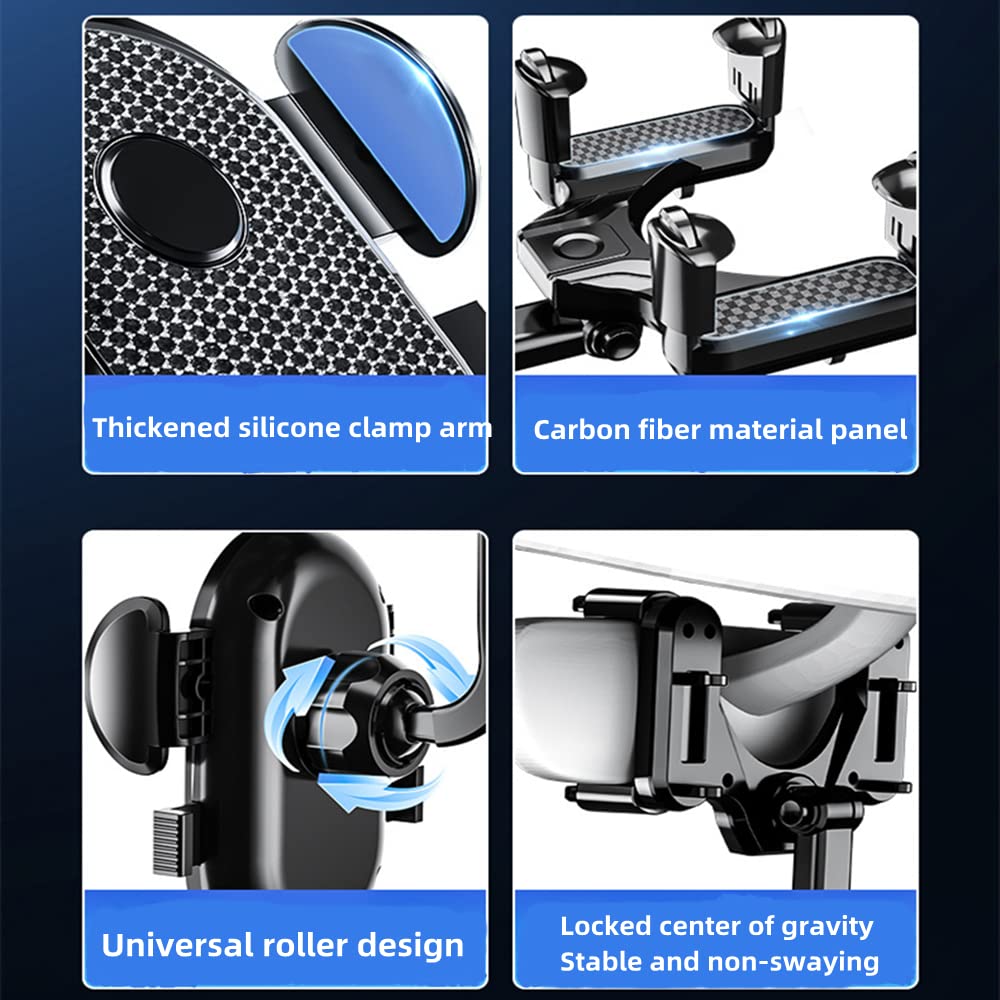 360° Rotatable & Retractable Car Phone Mount - Adjustable Rearview Mirror Phone Holder for iPhone & Android - Perfect for GPS Navigation, Hands-Free Calls & Road Trips