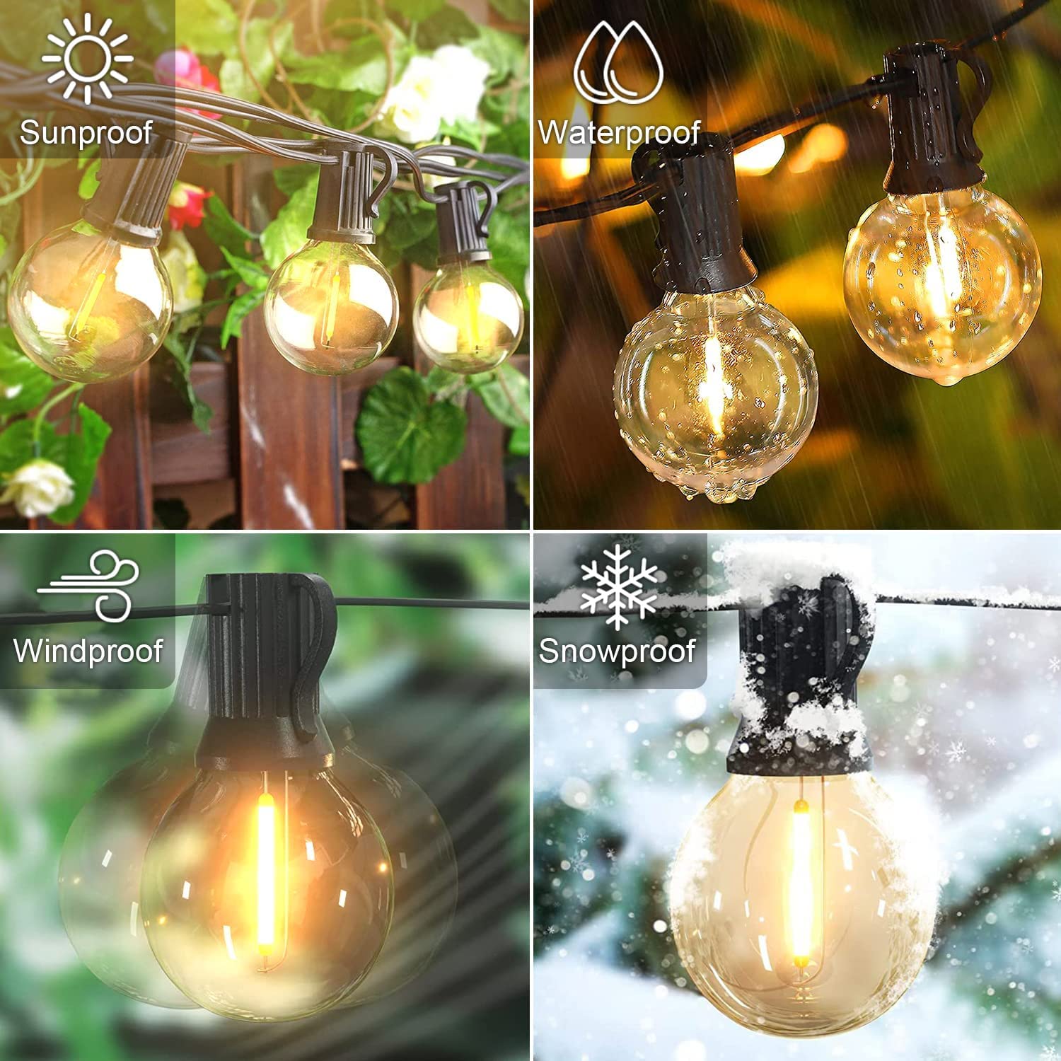 OHLUX 110FT Outdoor String Lights - 58 G40 Shatterproof 2200K Dimmable LED Bulbs (Includes 2 Spare) - Waterproof Hanging Lights for Backyard, Patio, Deck, Porch, Cafe - Perfect for Outdoor Parties, Weddings & Evening Ambiance (110FT*1 Strand)