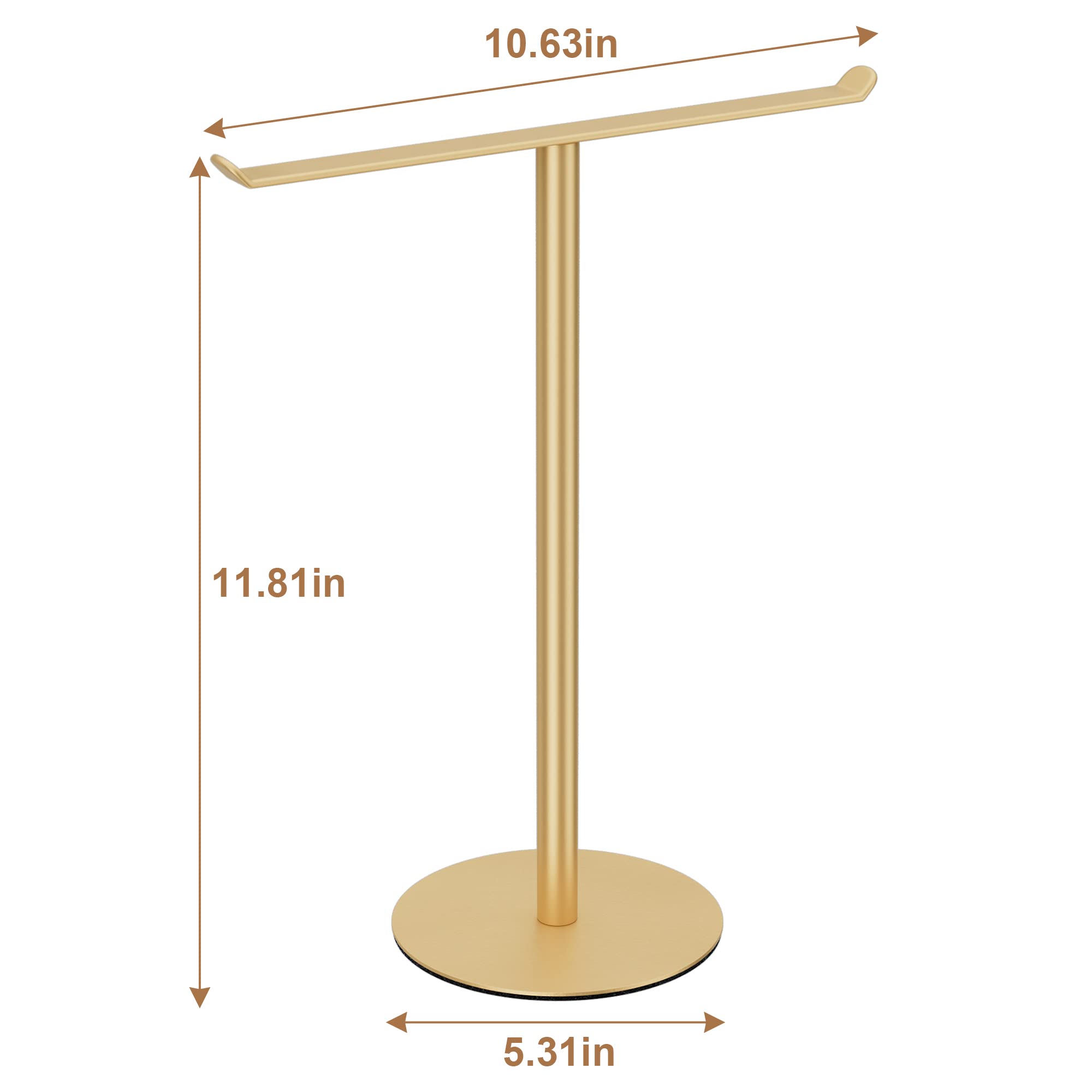 Gold T-Shape Hand Towel Stand - Bathroom & Kitchen Towel Holder Organizer for Fingertip & Display Towels - Perfect for Home, Hotel, and Spa Decor