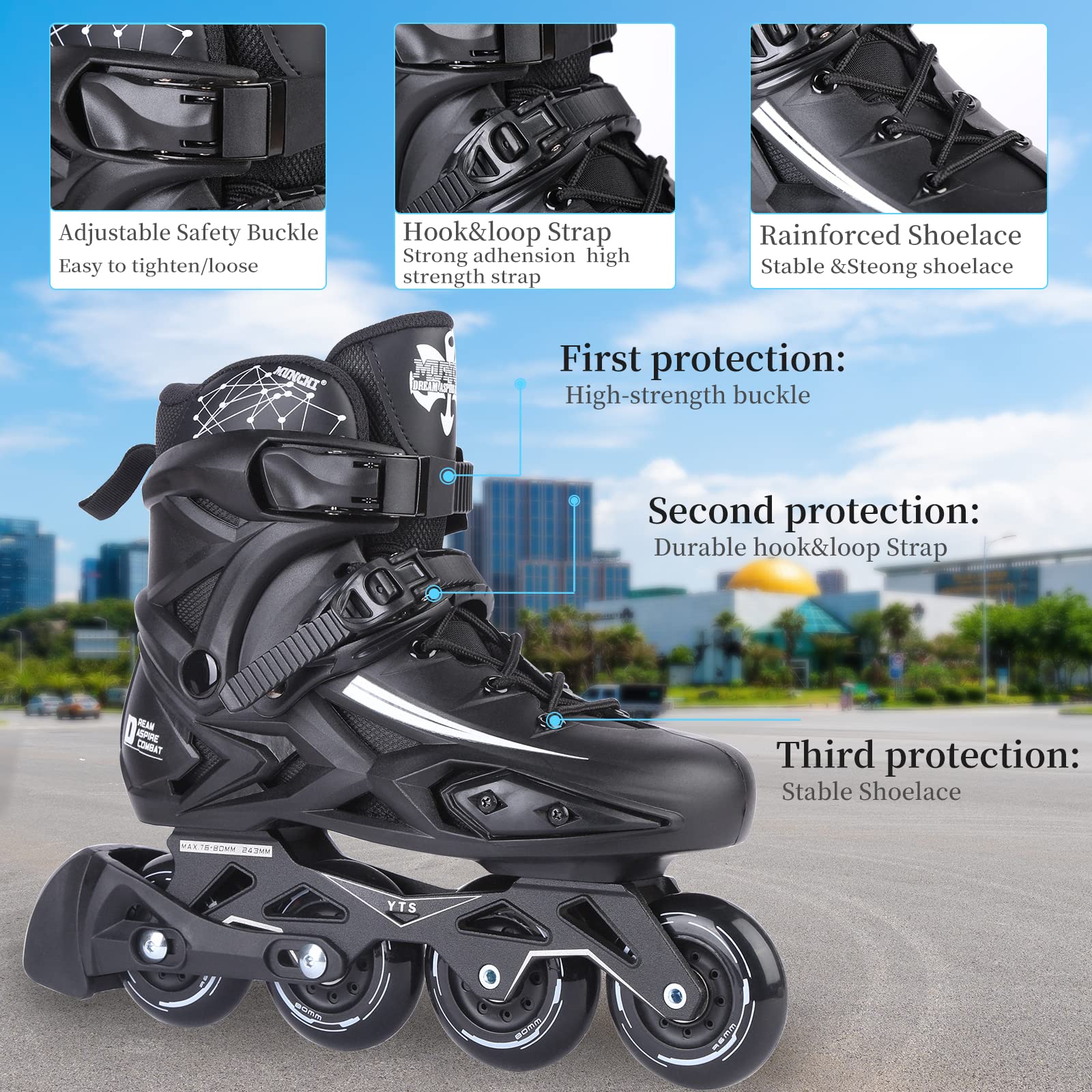 Best Fitness Inline Skates for Adults - 4 Wheel Outdoor Speed Racing Roller Skates for Men & Women - Perfect for Exercise, Commuting & Recreational Skating