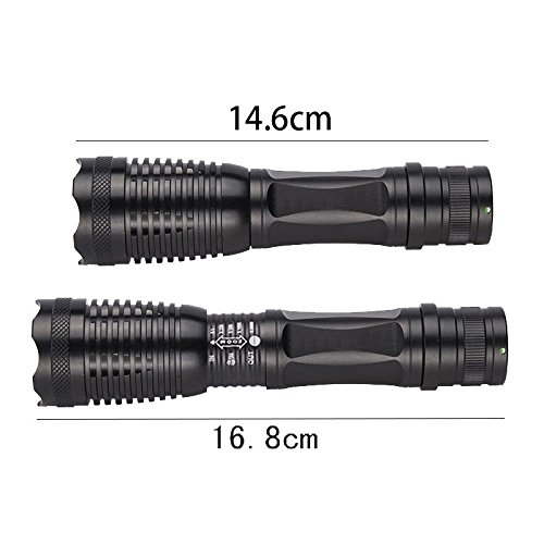 4000lm Aluminum E17 Cree XM-L T6 LED Zoomable Flashlight with AC/Car Charger & 18650 Rechargeable Battery - Perfect for Camping, Hiking, Emergency & Outdoor Adventures