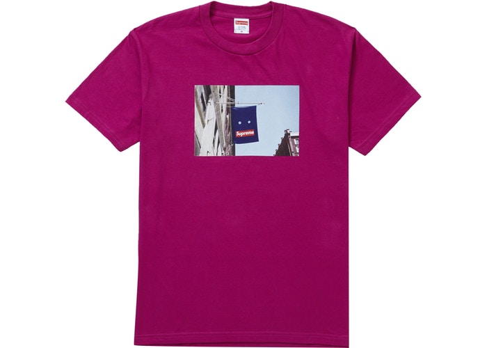 Supreme Banner Logo T-Shirt in Magenta - Trendy Streetwear for Men & Women | Perfect for Casual Outfits, Concerts, and Urban Fashion