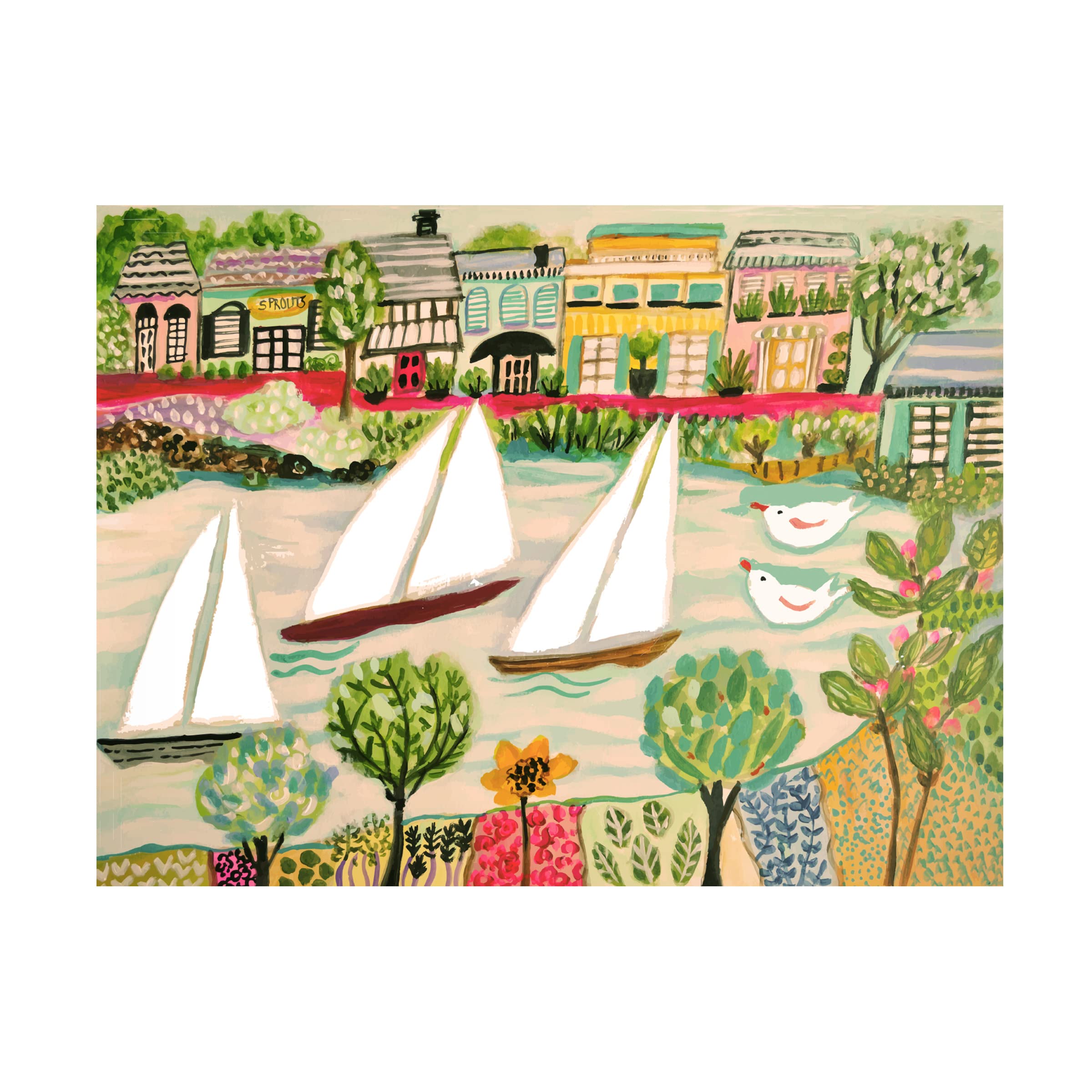 Karen Fields 'Smooth Sailing I' Canvas Wall Art Print - Nautical Beach Decor for Living Room, Bedroom & Office - Premium Trademark Fine Art Collection