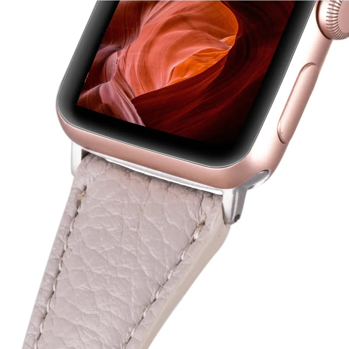 Premium Beige Genuine Leather Slim Apple Watch Band - Stylish & Comfortable for Everyday Wear, Workouts & Fashion Accessories