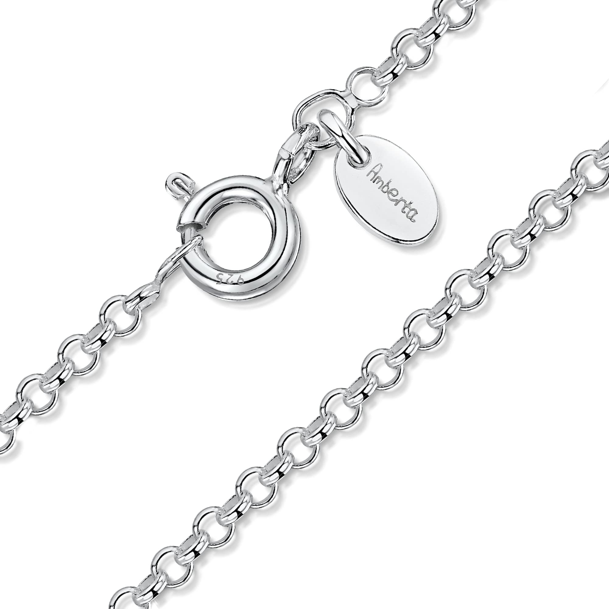 Amberta 925 Sterling Silver 1mm Rolo Belcher Chain Necklace - Dainty & Elegant Jewelry for Women, Gift for Her, Layering Necklace for Everyday Wear & Special Occasions