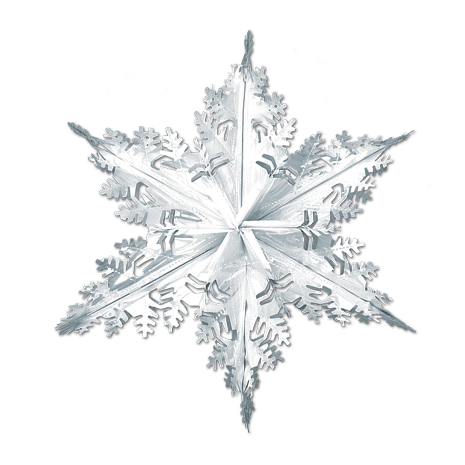 12-Piece Beistle Christmas Metallic Winter Snowflake Decorations - Silver - Perfect for Holiday Home Decor, Party Supplies & Winter Wedding Centerpieces
