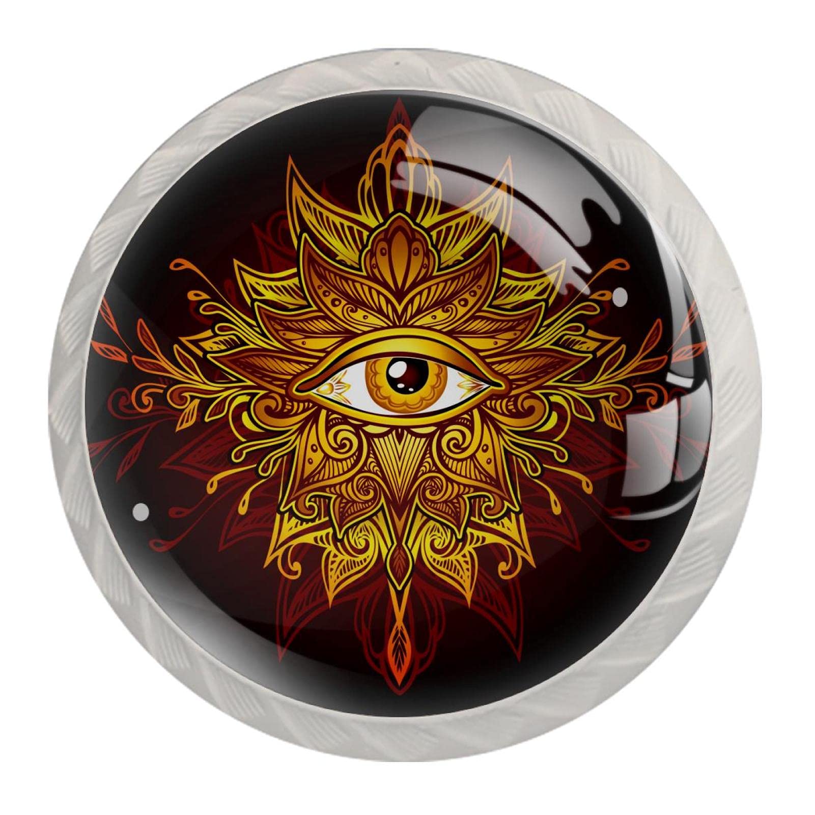 Golden Dragon Eye Crystal Cabinet Knobs - 1.18 Inch Clear Kitchen Drawer Pulls (4 Pack) - Perfect for Modern Cabinets, Dressers & DIY Home Decor Projects