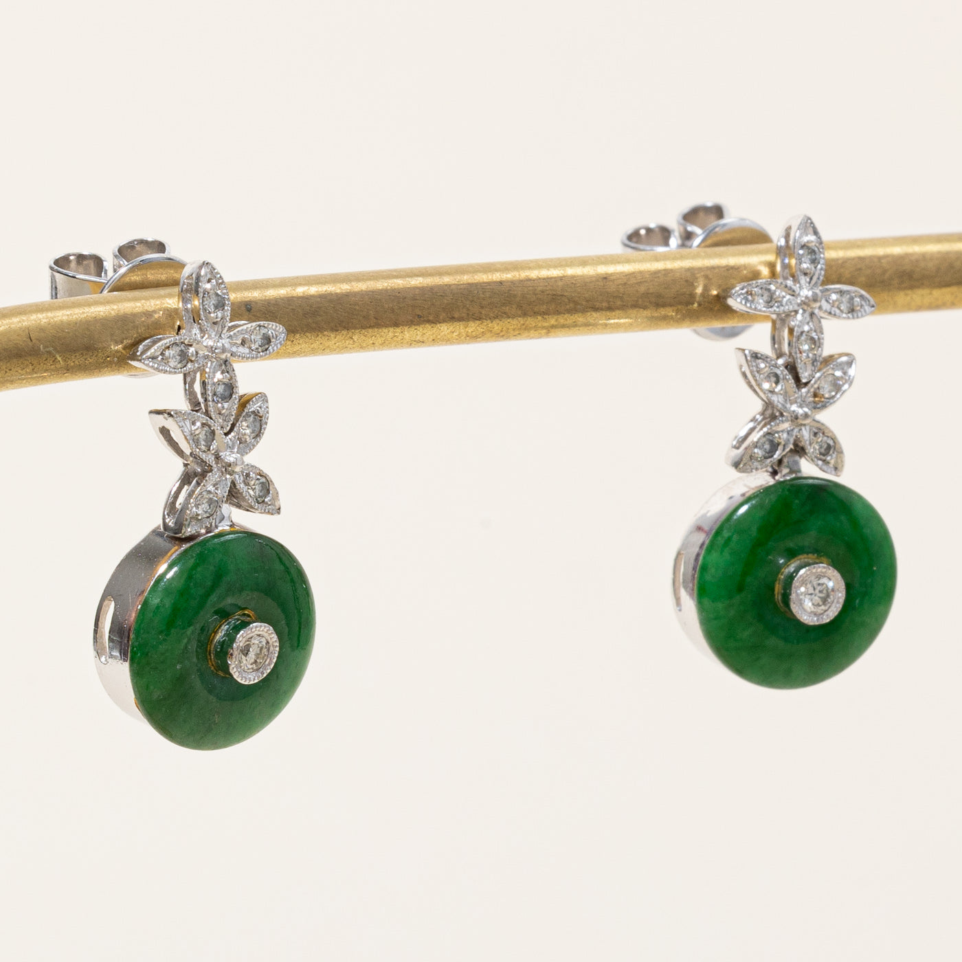 Exquisite 4.00ctw Jadeite & 0.22ctw Diamond Earrings - Elegant Green Gemstone Jewelry for Women | Perfect for Weddings, Parties & Special Occasions