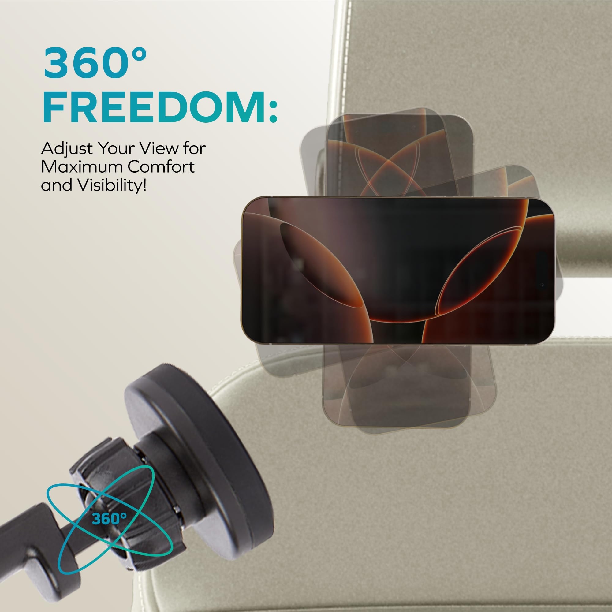Magnetic Car Phone Holder for iPhone - Adjustable Headrest Mount with Quick Installation | Perfect for Road Trips, Commuting & Hands-Free Navigation