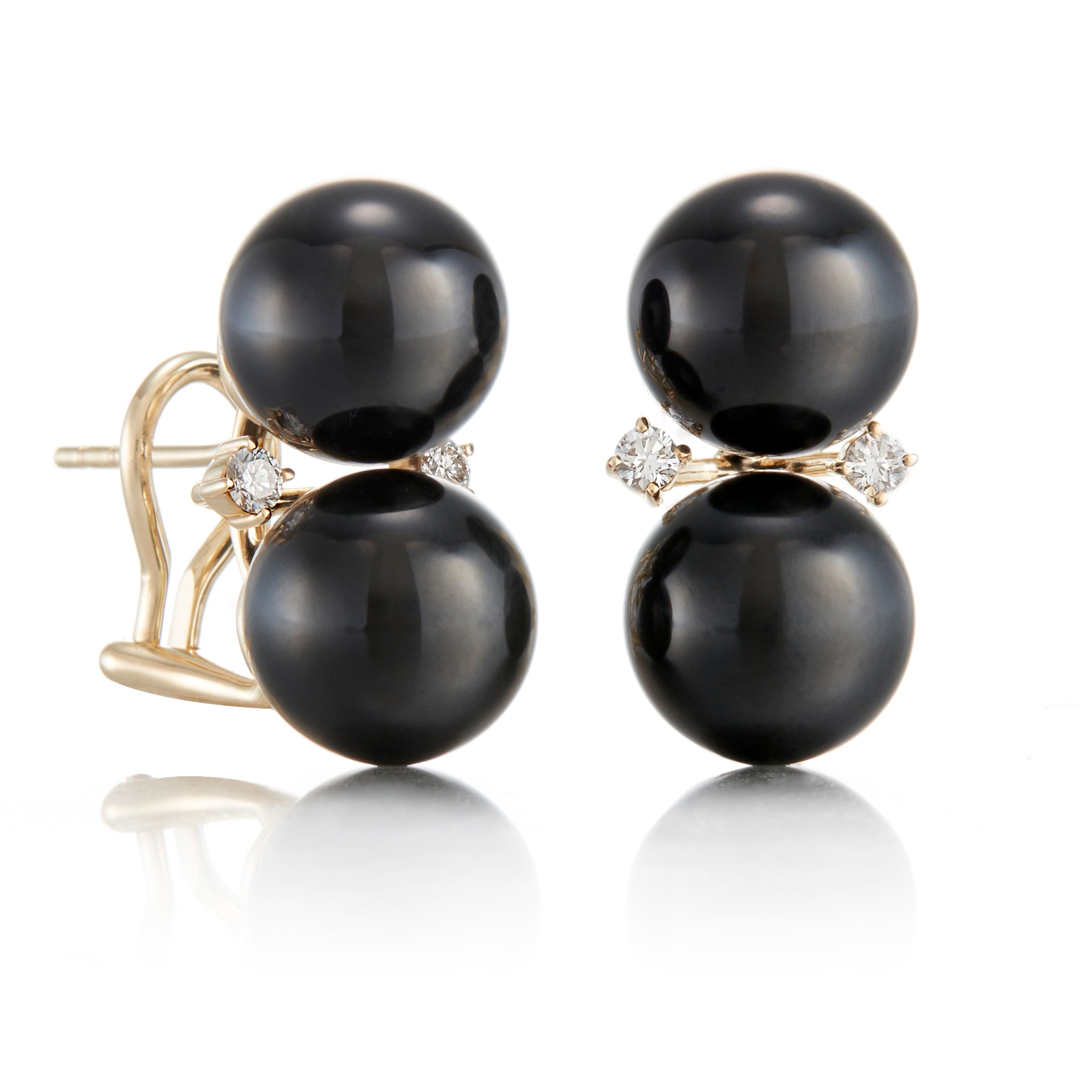 Black Jade & Diamond Les Deux Earrings – Elegant Dangle Drop Earrings for Women, Perfect for Weddings, Parties & Special Occasions
