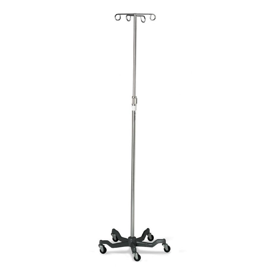 Heavy Duty IV Pole with 4 Adjustable Hooks & 5-Wheel Base - Medical Equipment for Hospitals & Clinics (Set of 2) - Ideal for IV Therapy, Blood Transfusions & Patient Care