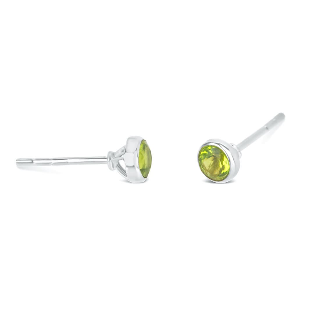 Peridot Mini Stud Earrings in Sterling Silver | August Birthstone Jewelry for Women | Perfect for Everyday Wear, Gifts & Special Occasions