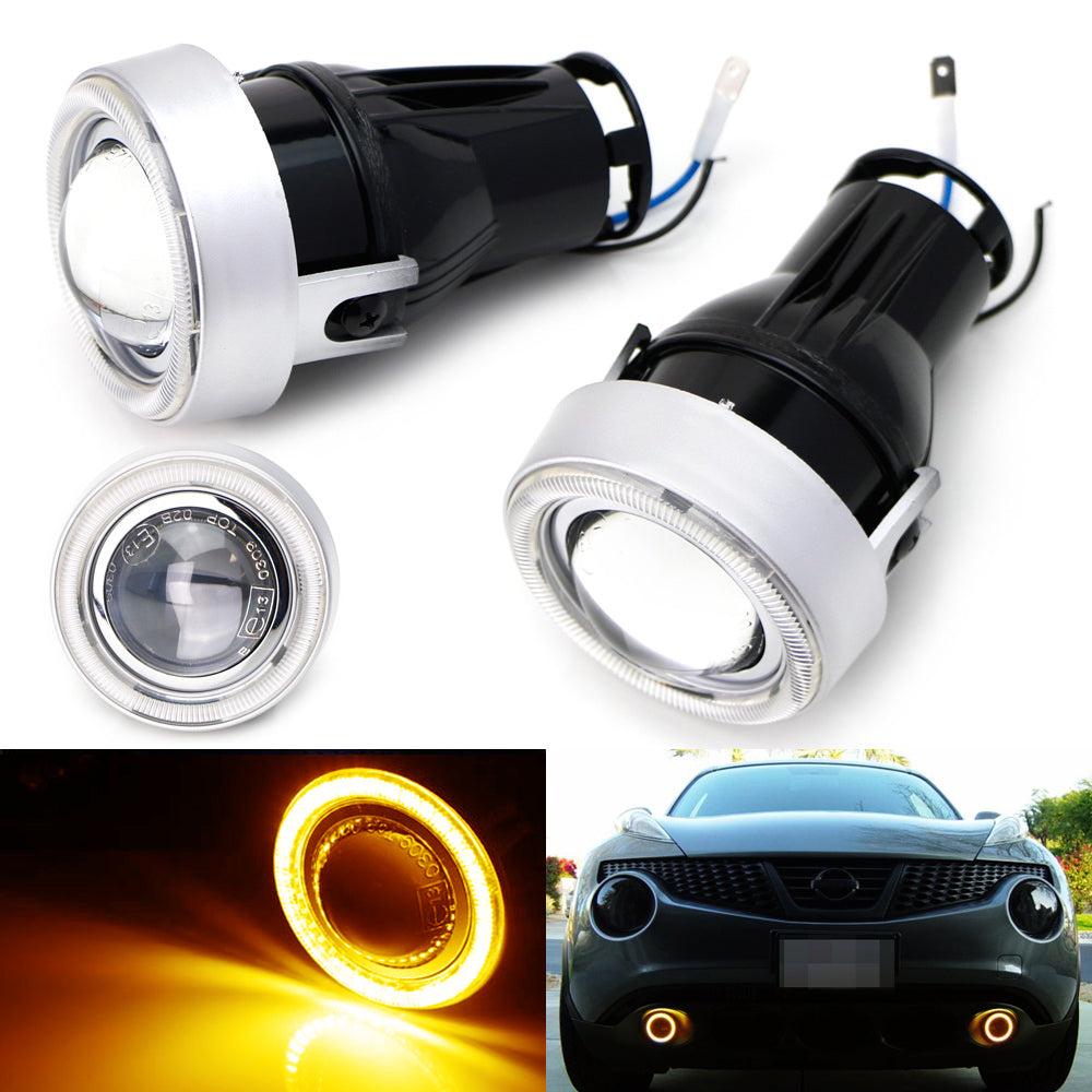 3 Pack Amber LED Halo Angel Eyes Projector Fog Lights for Cars - Durable 40-LED Rings with Clear Visibility for Night Driving & Off-Road Adventures