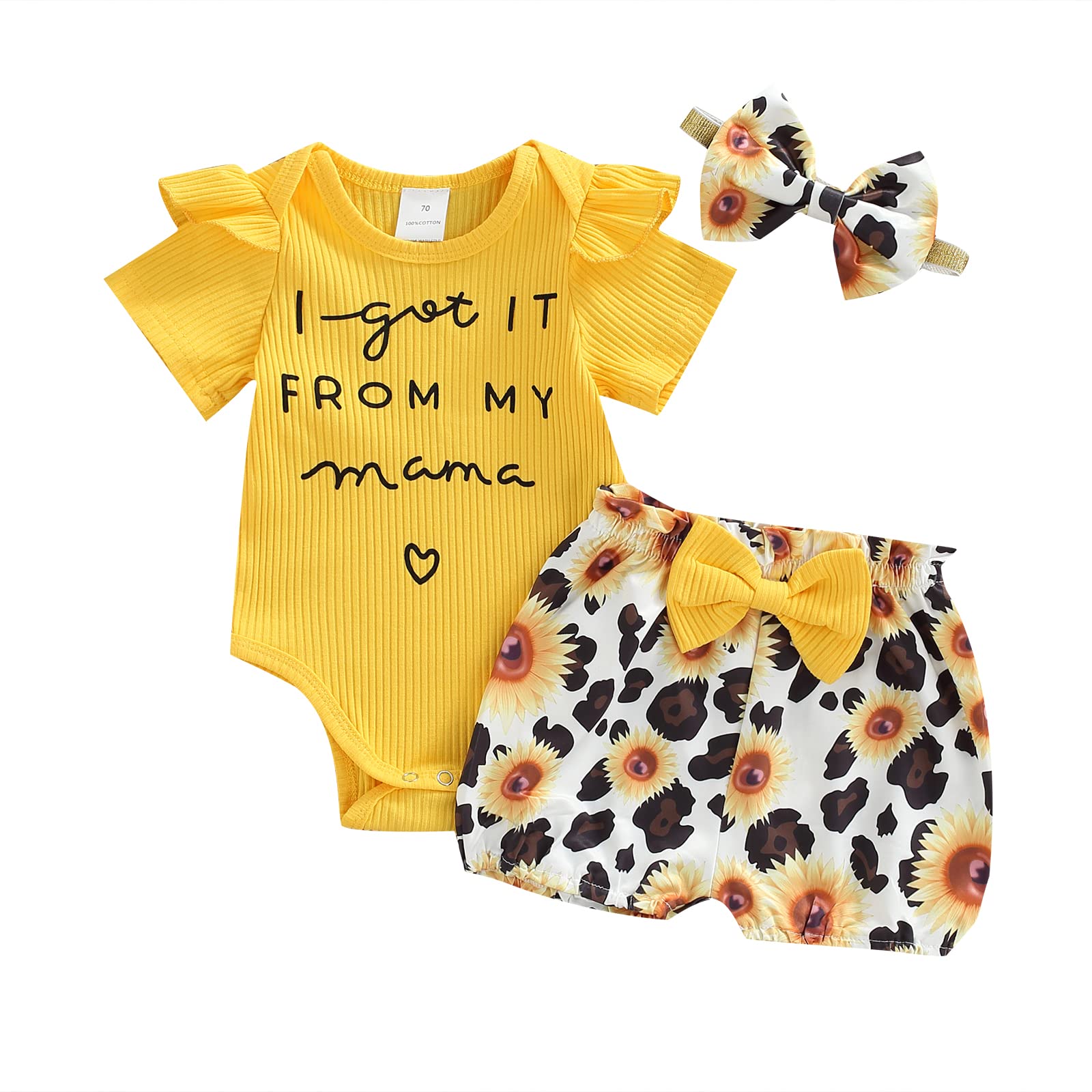 Adorable Baby Girl Summer Outfits - Ruffled Sleeve Romper & Ribbed Bodysuit with Shorts Set | Cute Toddler Clothes for Playdates, Beach Trips & Family Photos