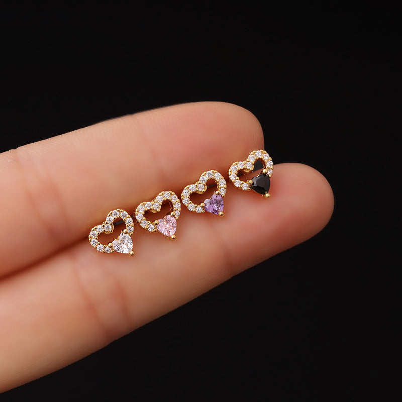 20G CZ Heart Conch Daith Earrings Stud - Hypoallergenic Surgical Steel Cartilage Piercing Jewelry for Women | Perfect for Everyday Wear, Special Occasions & Gift Giving
