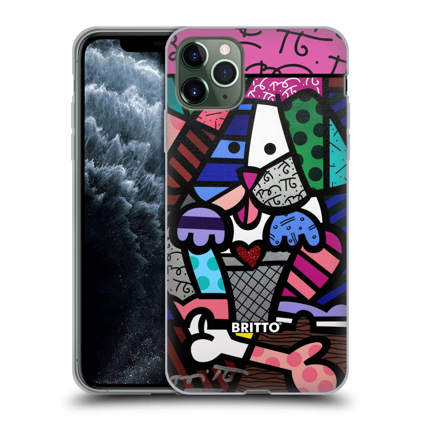 Officially Licensed Britto Puppy Love Abstract Art iPhone 11 Pro Max Case - Cute Soft Gel Phone Cover for Women & Girls - Perfect Gift for Valentine's Day, Birthday & Everyday Use