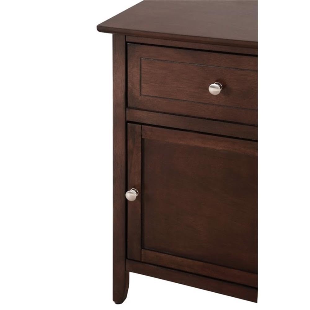 Glory Furniture Izzy 1-Drawer 1-Door Nightstand in Cappuccino Finish - Bedside Table for Bedroom, Living Room & Office Storage