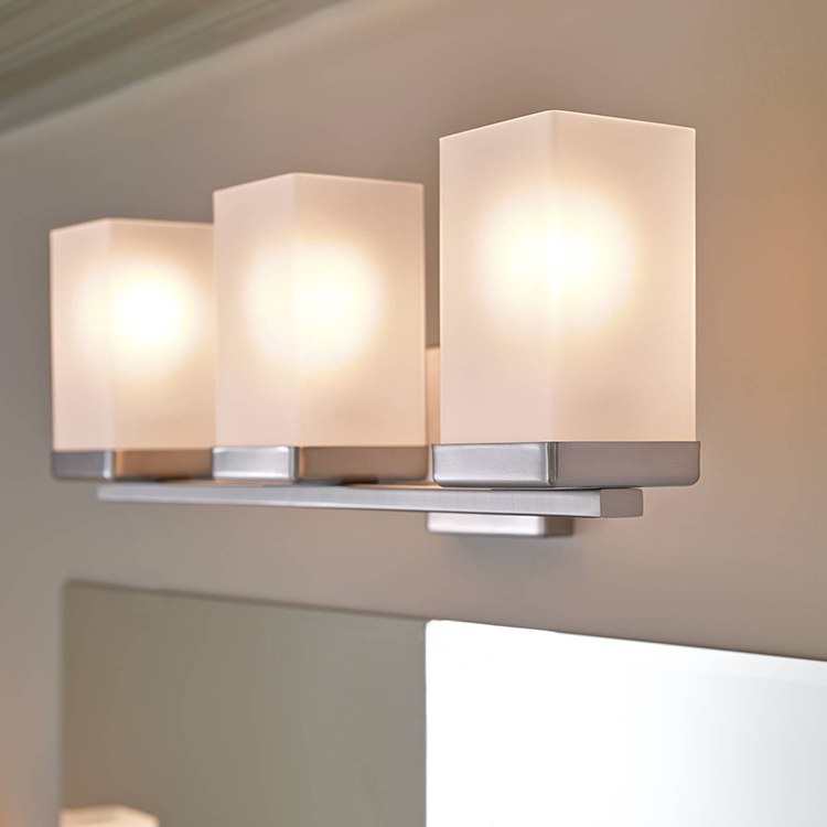 90 Degree Three Light Vanity Lighting Fixture - Modern Bathroom Mirror Lights for Makeup & Grooming - Perfect for Home, Salon, and Spa Vanity Areas