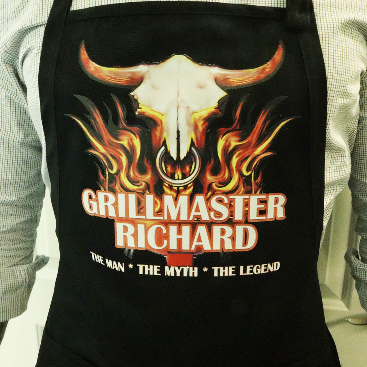 Custom Grill Master BBQ Apron for Men - Personalized & Durable Cooking Apron - Perfect for Grilling, Barbecue Parties & Outdoor Cooking