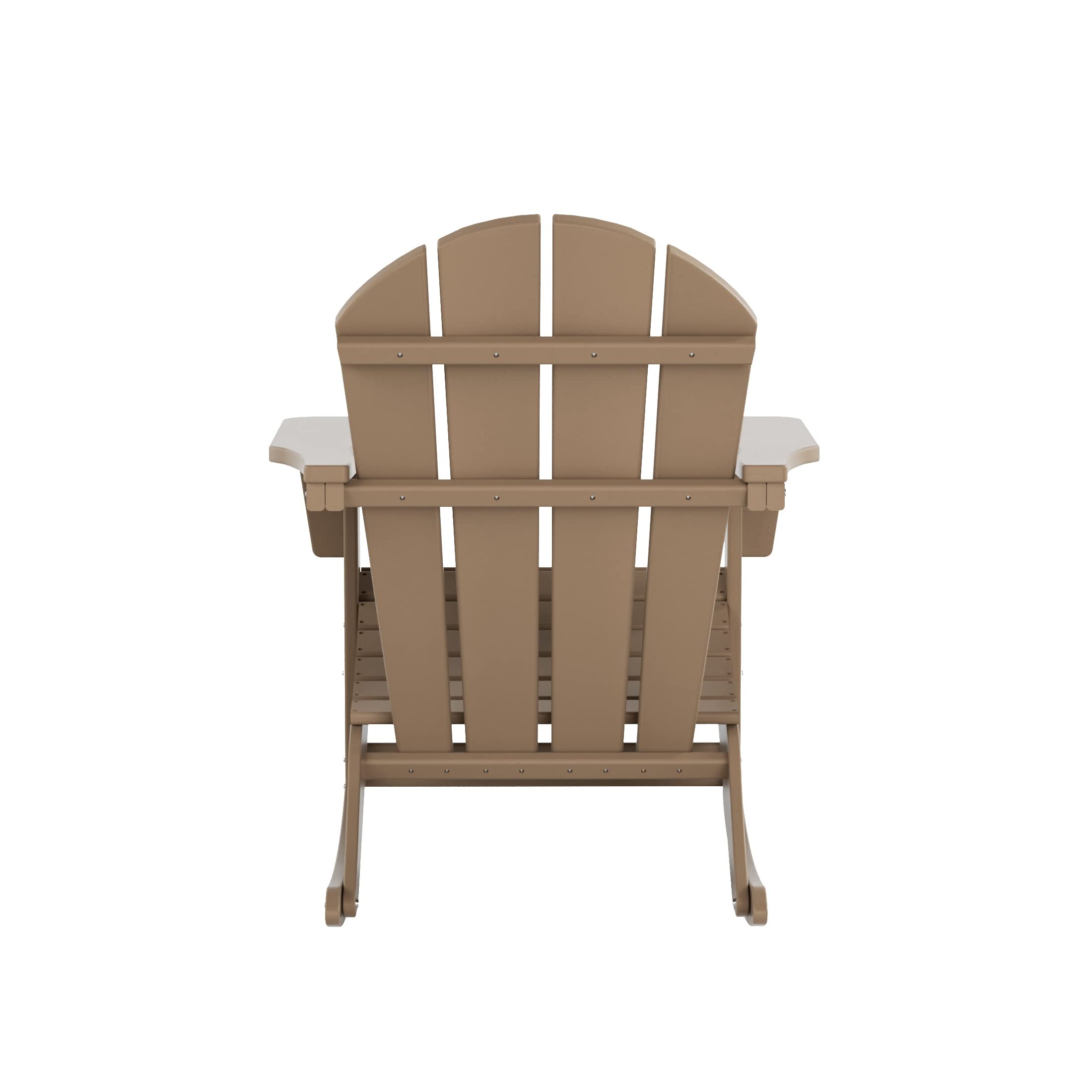 WO Home Furniture 3-Piece Patio Rocking Chair Set - Classic Outdoor Adirondack Rocker Chairs & Side Table in Weathered Wood Finish | Perfect for Porch, Garden, Backyard & Poolside Relaxation