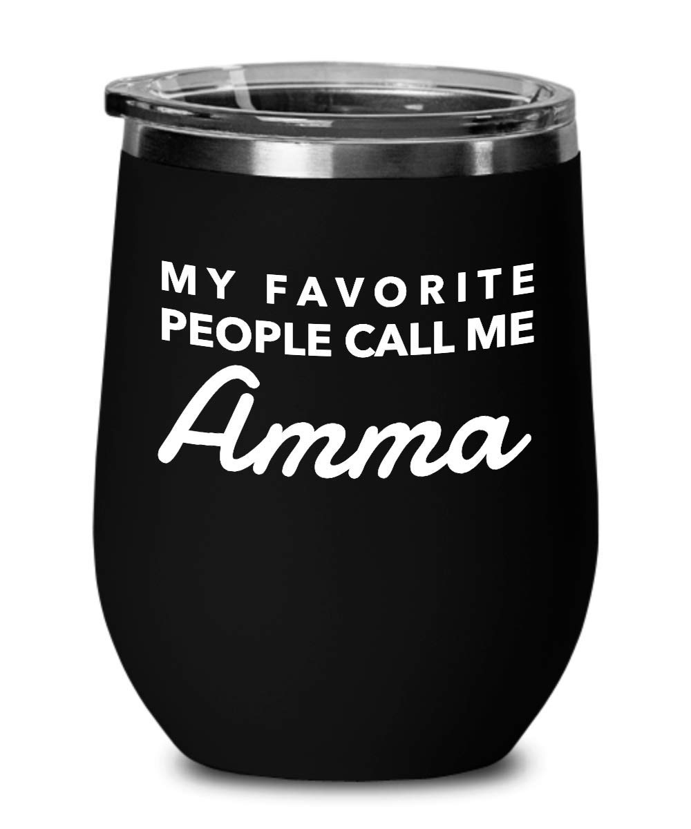 Amma Wine Tumbler - Insulated Stainless Steel Cup for Grandma - Perfect Mother's Day Gift for Amma - Great for Wine, Coffee & Tea at Home or Outdoor Gatherings