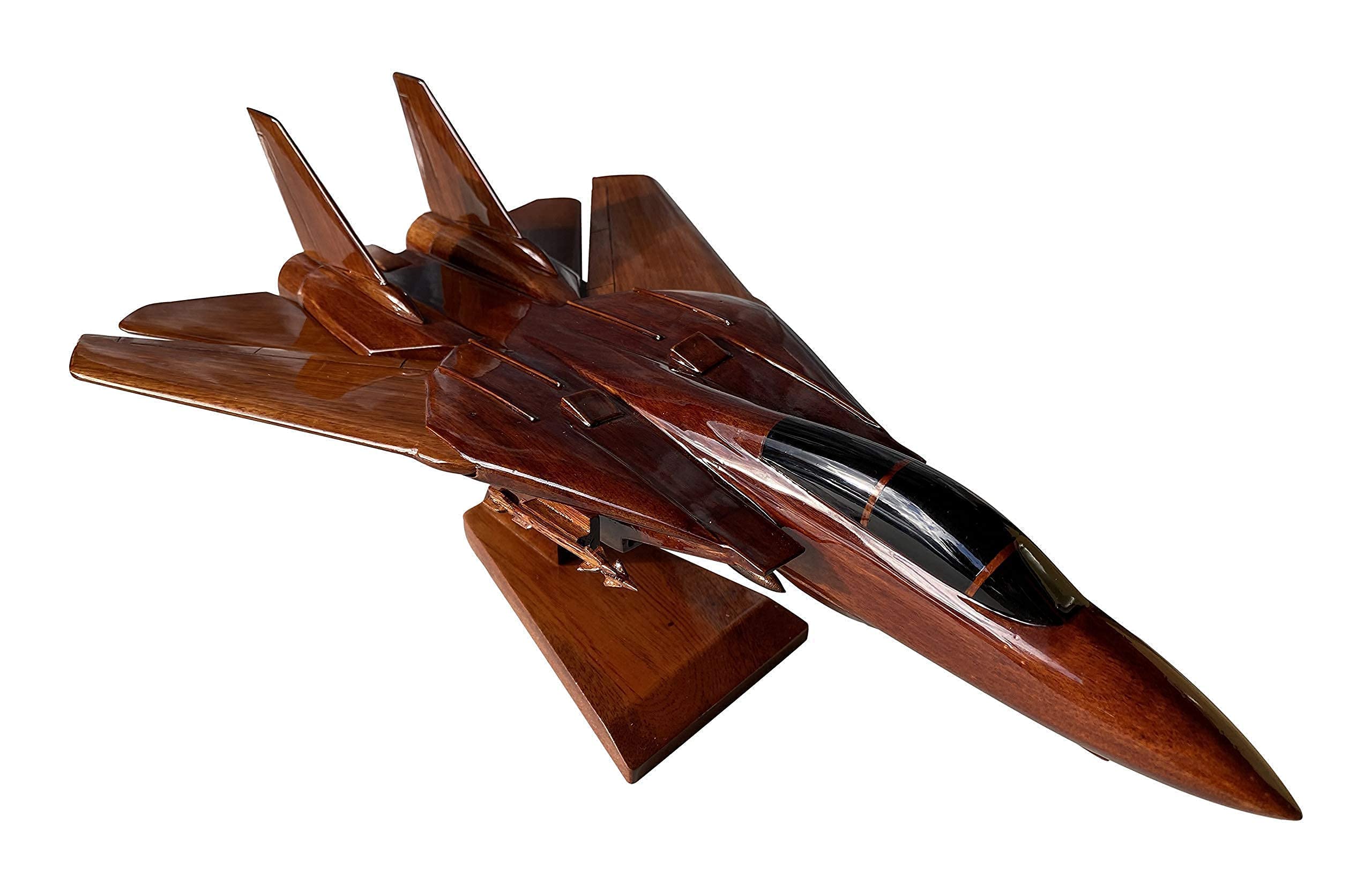F14 Tomcat Fighter Jet Mahogany Wood Desktop Model - Perfect for Office Decor, Aviation Enthusiast Gifts & Home Display
