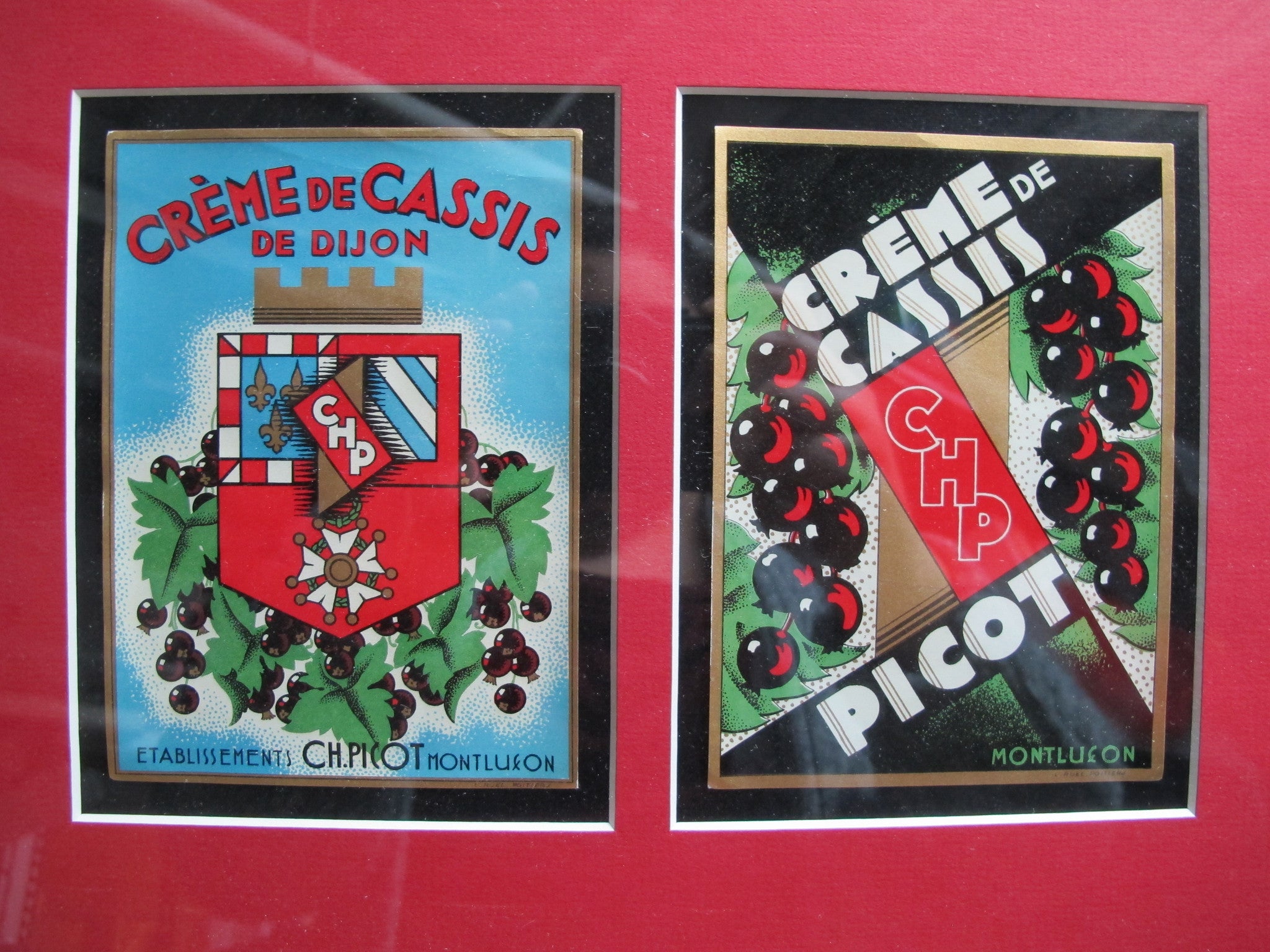 Vintage 1920s Creme de Cassis Wine Label from Dijon, Picot - Perfect for Home Bar Decor, Wine Collectors & Retro Party Themes