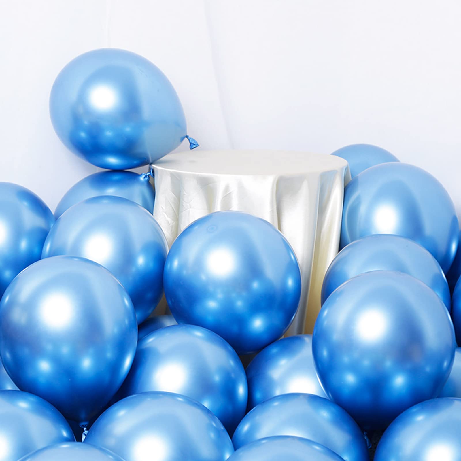 100-Pack 12 Inch Blue Chrome Metallic Balloons | Premium Shiny Thick Latex Helium Balloons for Birthday, Baby Shower, Wedding, Anniversary & Party Decorations | Perfect for Valentine's Day, Christmas & Special Events