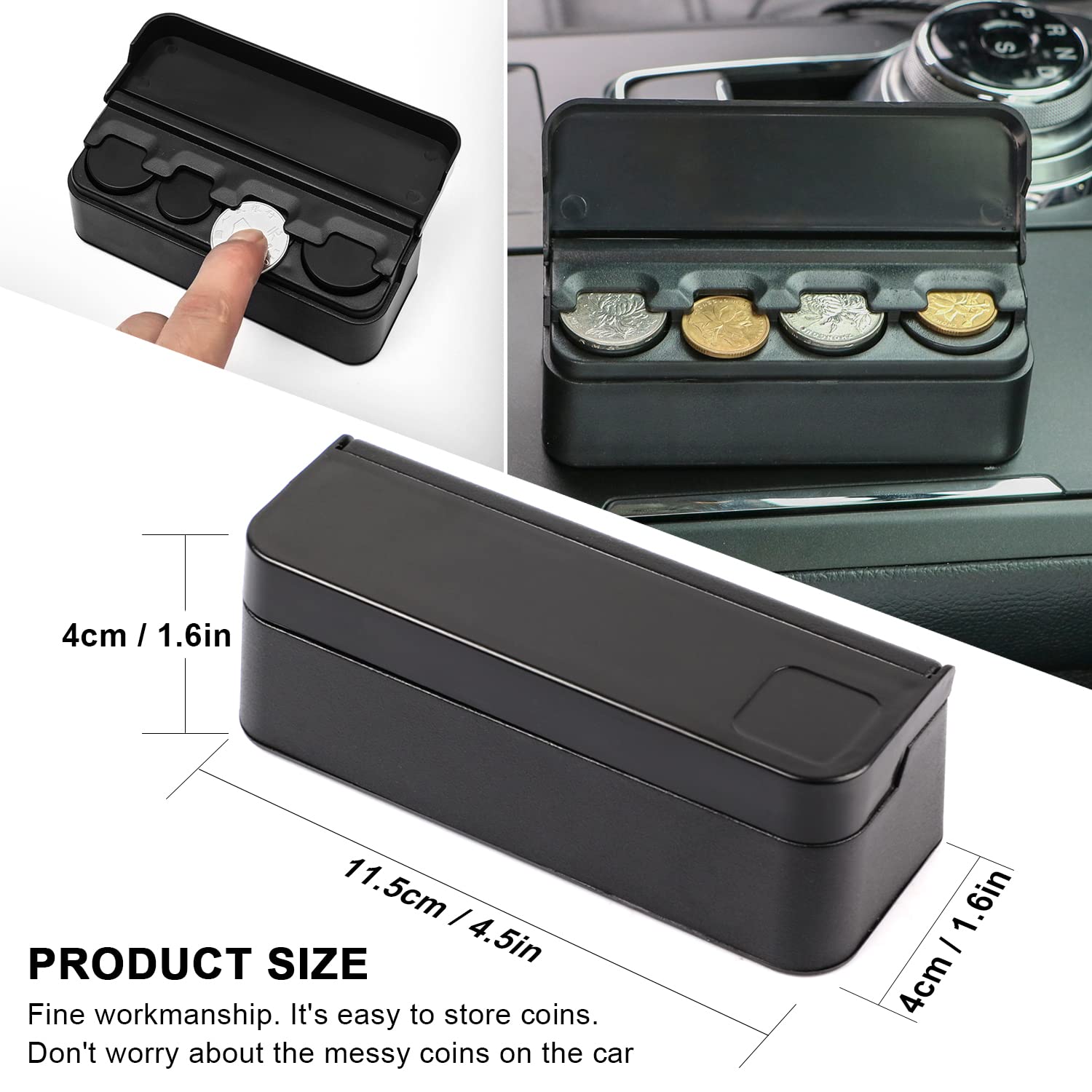 Ouzorp 2 Pack Universal Car Coin Holder Organizer - Compact Change Storage & Money Dispenser for Cars, Trucks, RVs - Perfect for Road Trips, Toll Booths & Parking Meters