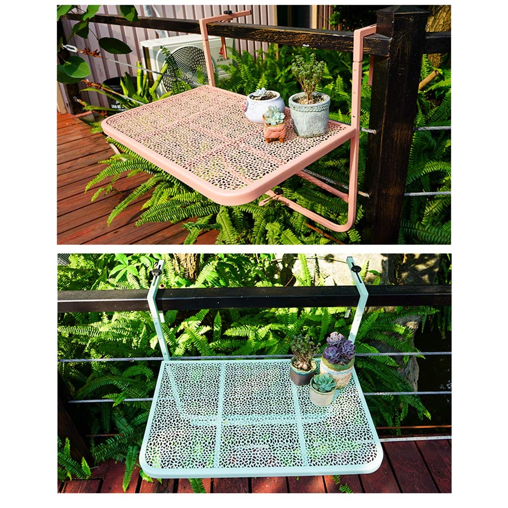 **Foldable Outdoor Hanging Table - Wrought Iron Balcony Railing Dining Table for Patio & Garden - Perfect for Small Spaces, BBQs & Relaxing**