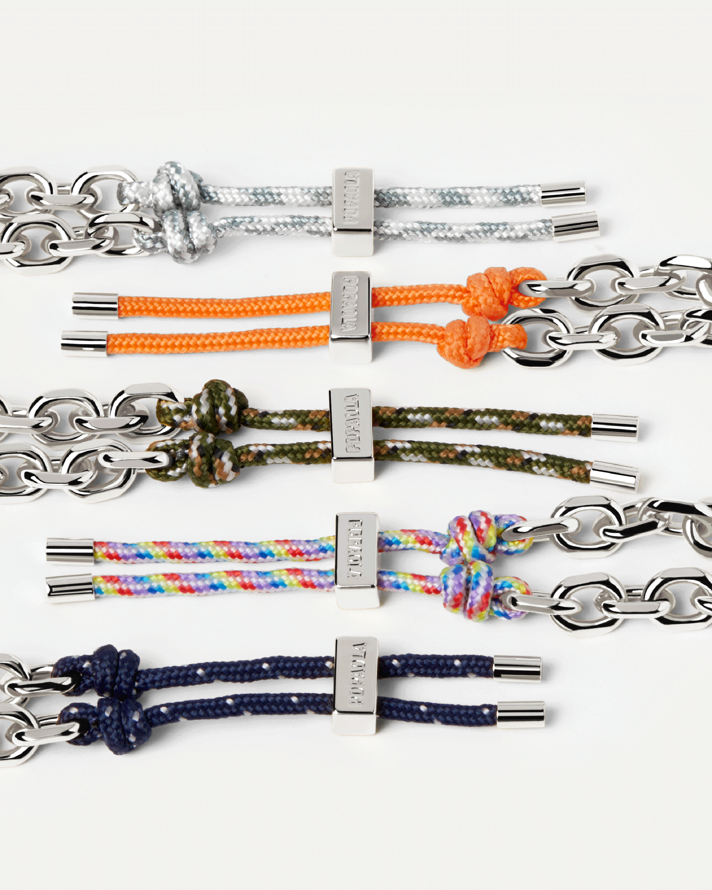 GRID 1 Tangerine Essential Adjustable Rope Silver Bracelet for Women - Handmade Boho Jewelry for Everyday Wear, Layering & Gift Giving