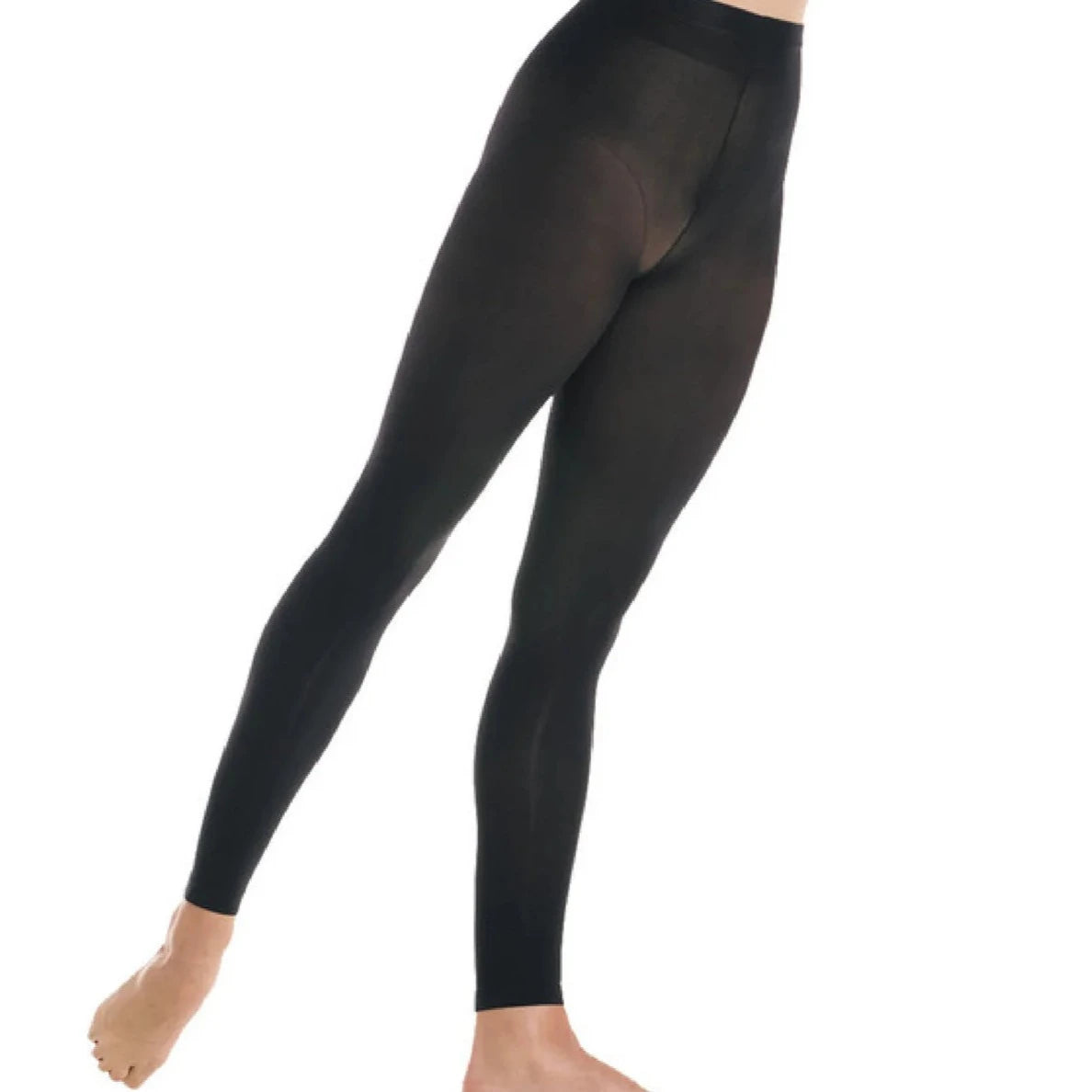 Mondor Black Performance Footless Tights for Women - High Waist Yoga Running Workout Leggings - Gym Dance Athletic Activewear