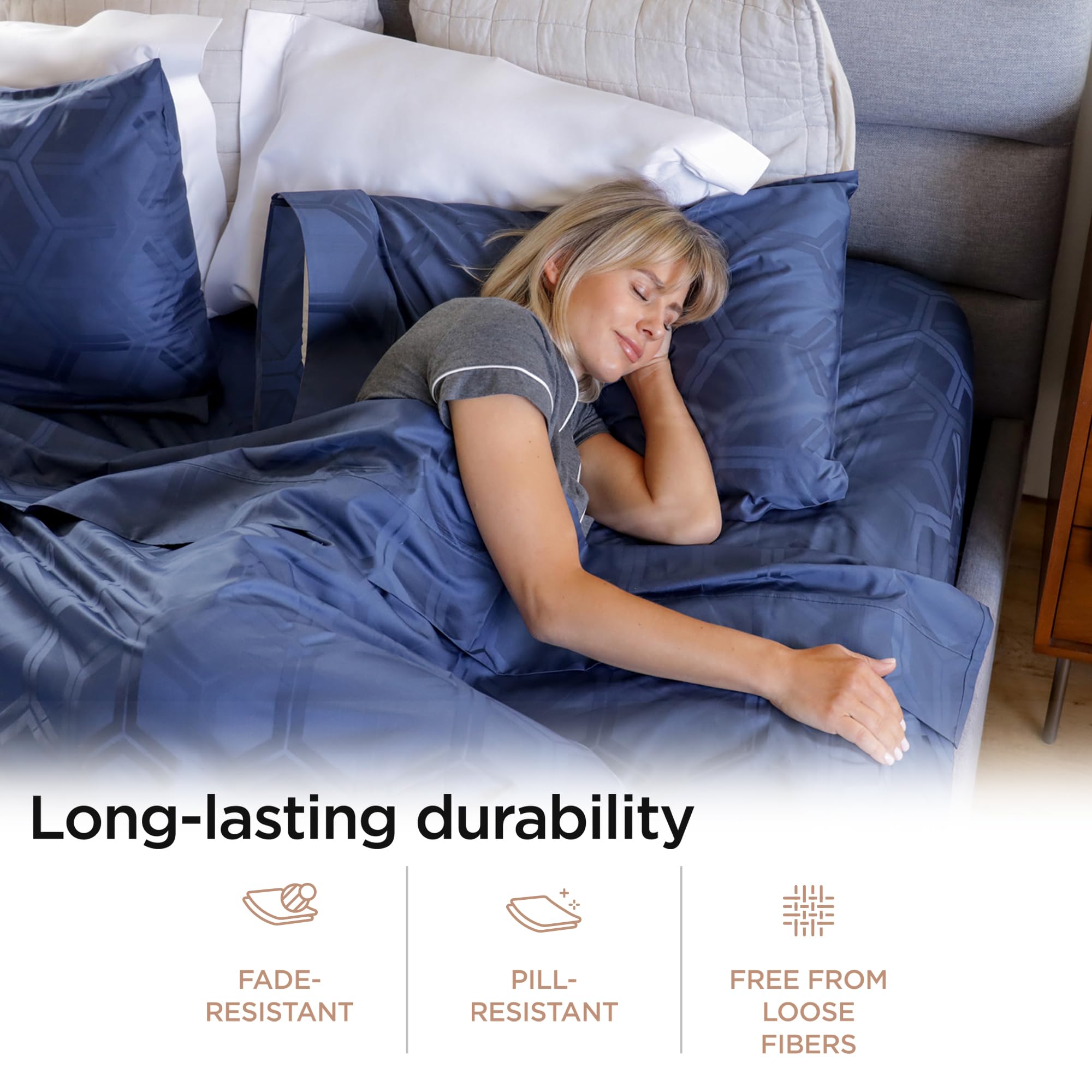 Premium 600 Thread Count 100% Cotton Queen Size Bed Sheets Set - 4-Piece Jacquard Sateen Weave with 16