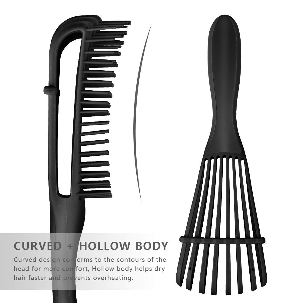 INSIME Detangling Brush for Curly & Wavy Hair - Pain-Free Hair Comb for Women, Men & Kids - Styling Brush for Dry & Wet Hair - Perfect for Salon, Home & Travel Use