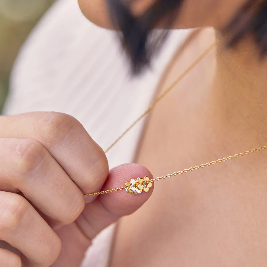 Estella Bartlett Trio Flower Necklace - Silver & Gold Plated Dainty Floral Pendant for Women | Perfect for Weddings, Date Nights & Everyday Elegance