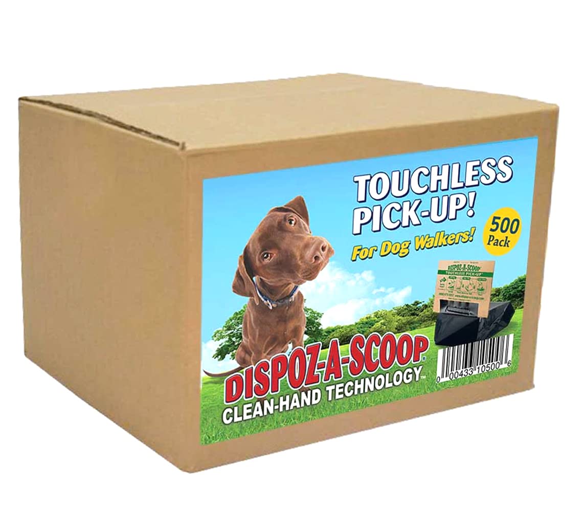 HealthPro Dispoz-A-Scoop - 500 Pack No Touch Sanitary Dog Waste Scoopers for Easy Cleanup | Perfect for Parks, Backyards & Dog Walking