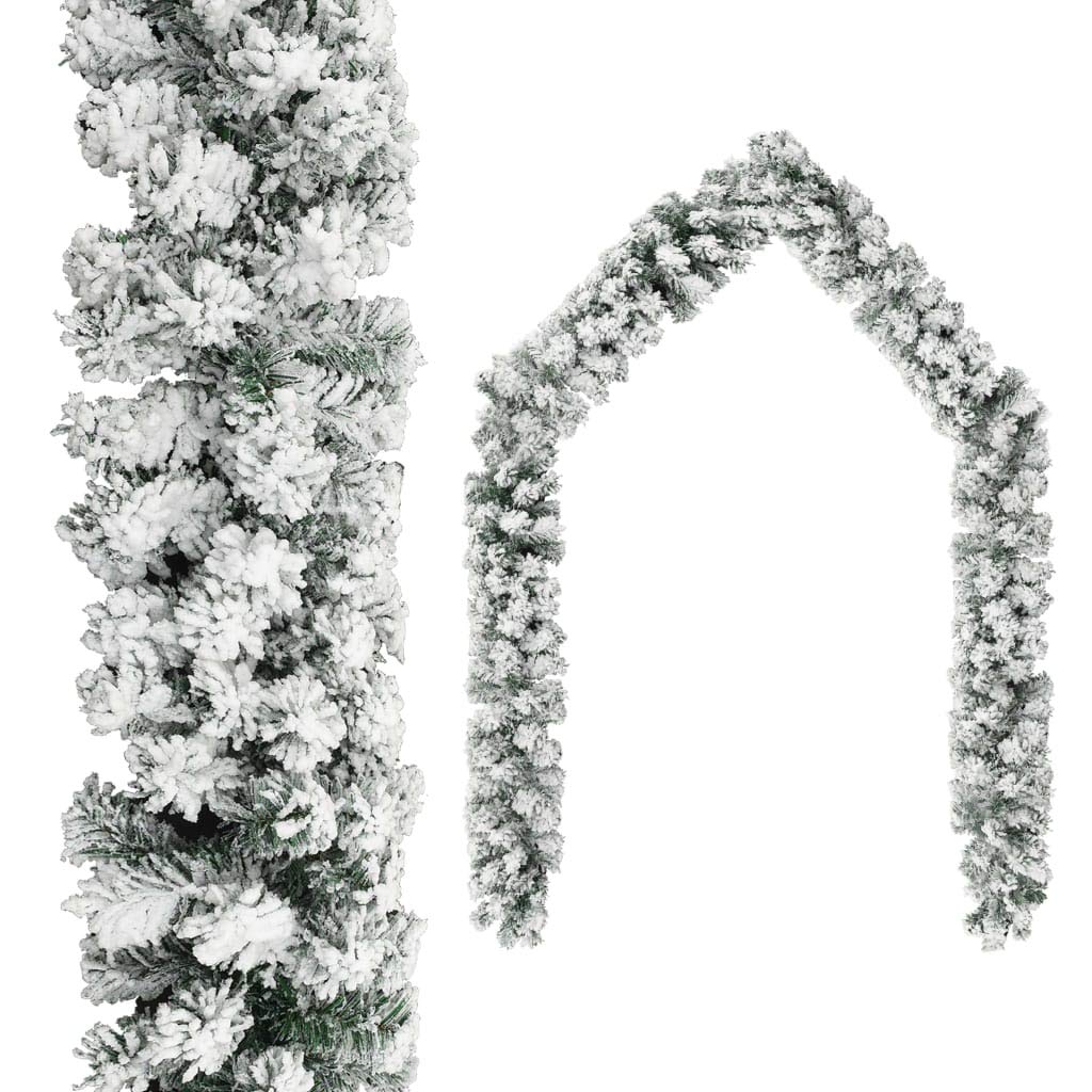 65.6' Flocked Snow Christmas Garland - PVC Artificial Greenery for Holiday Decor, Indoor & Outdoor Use - Perfect for Home, Garden, Wedding & Party Decorations