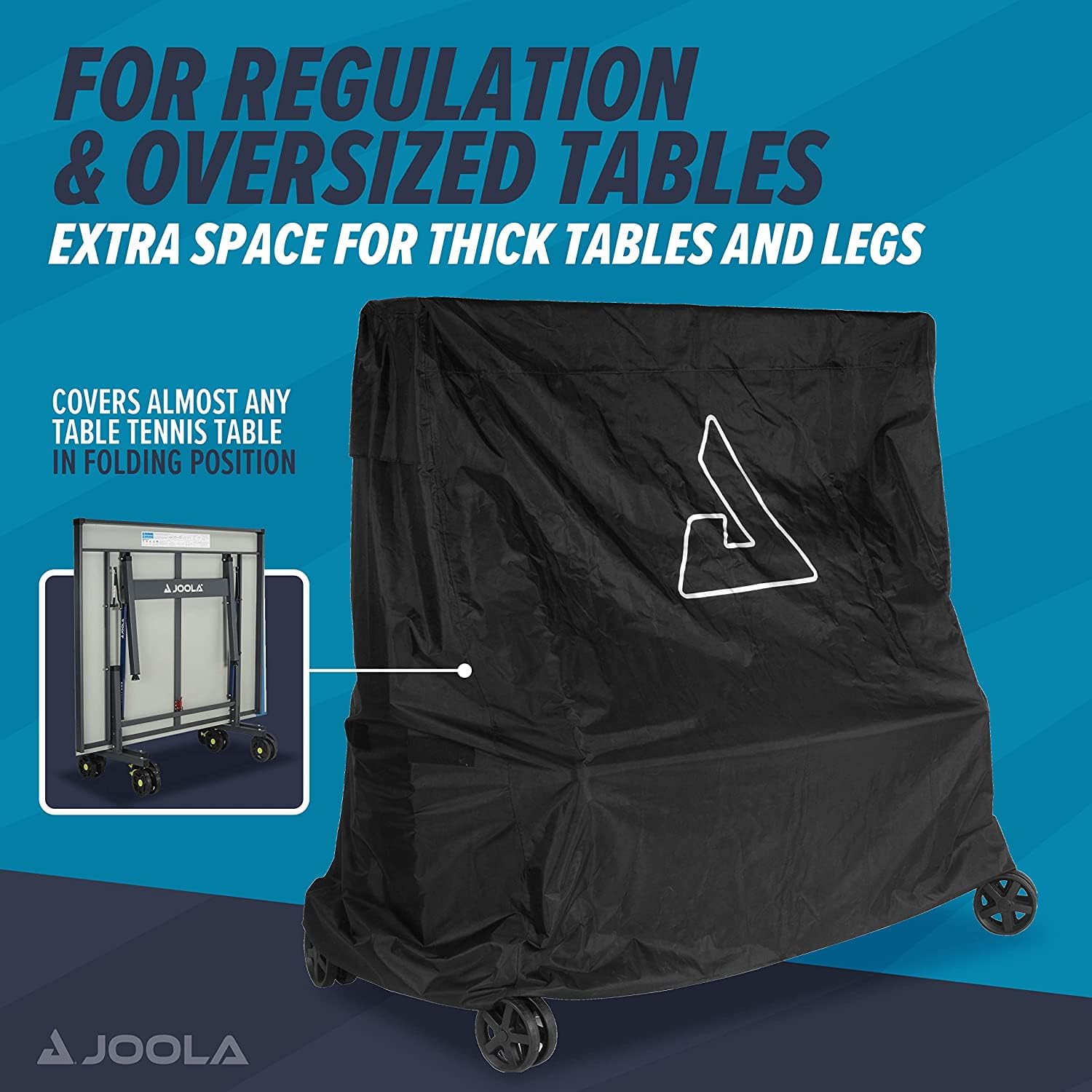 JOOLA Waterproof Ping Pong Table Cover - Heavy-Duty Outdoor Table Tennis Protection - Fits Large & Small Folding Ping Pong Tables - Perfect for Garage, Basement, Indoor & Outdoor Use - Weatherproof Cover for Year-Round Play