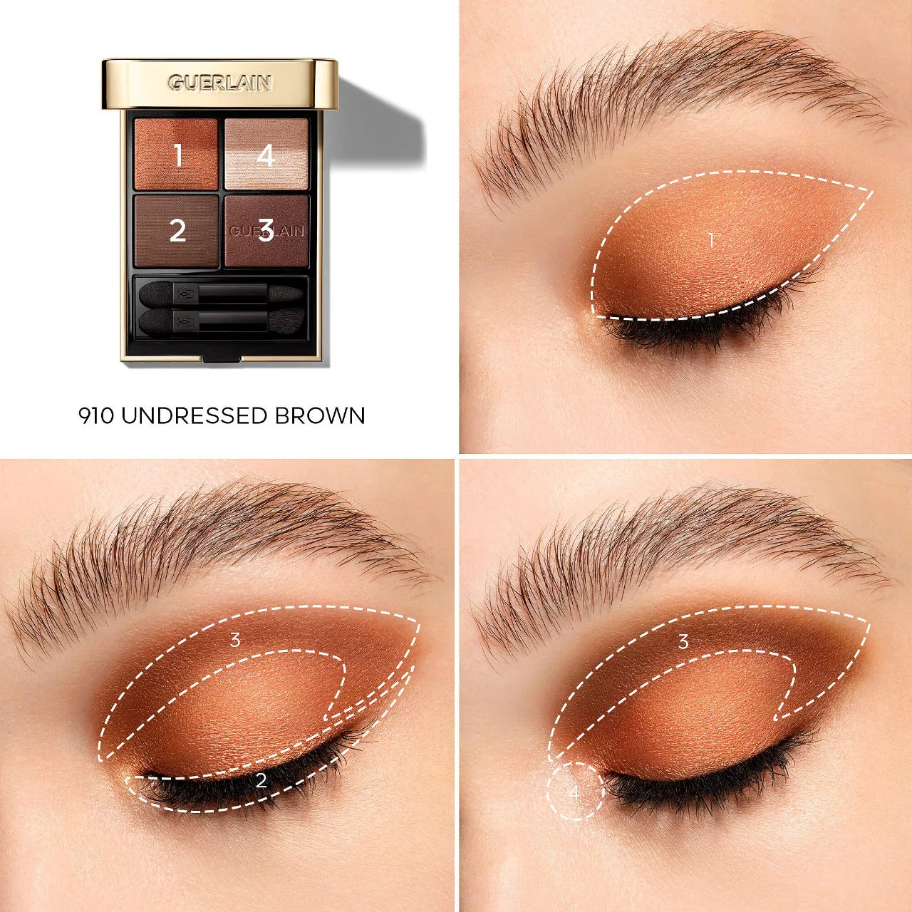 GUERLAIN Ombres G Quad Eyeshadow Palette - 4 Long-Lasting Matte & Shimmer Eyeshadows for Day & Night Makeup | Perfect for Professional Makeup Artists & Everyday Glam
