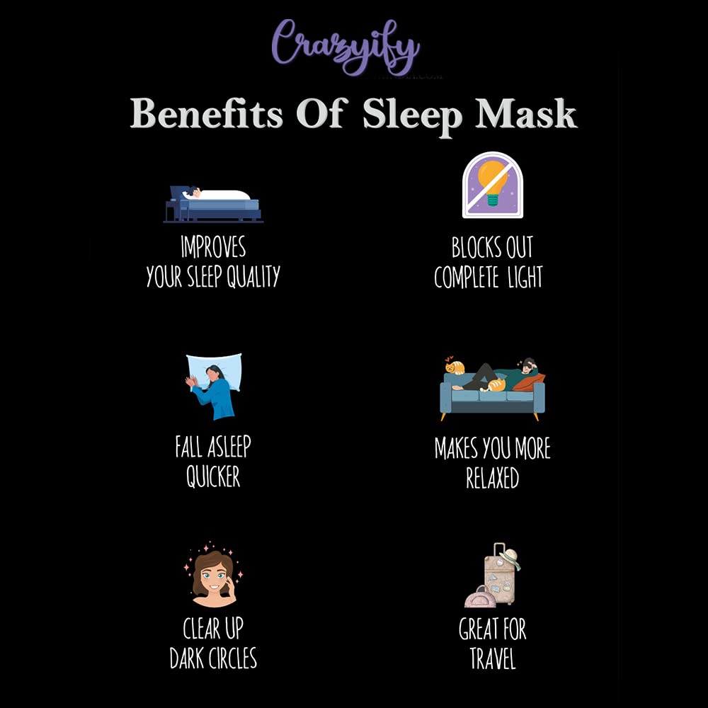 Crazyify Dream Printed Sleep Mask for Women, Men & Kids - Soft & Comfortable Eye Cover for Relaxation, Meditation, Travel & Deep Sleep (7.4 x 4 Inches) | Perfect for Night Use, Airplane Travel & Nap Time