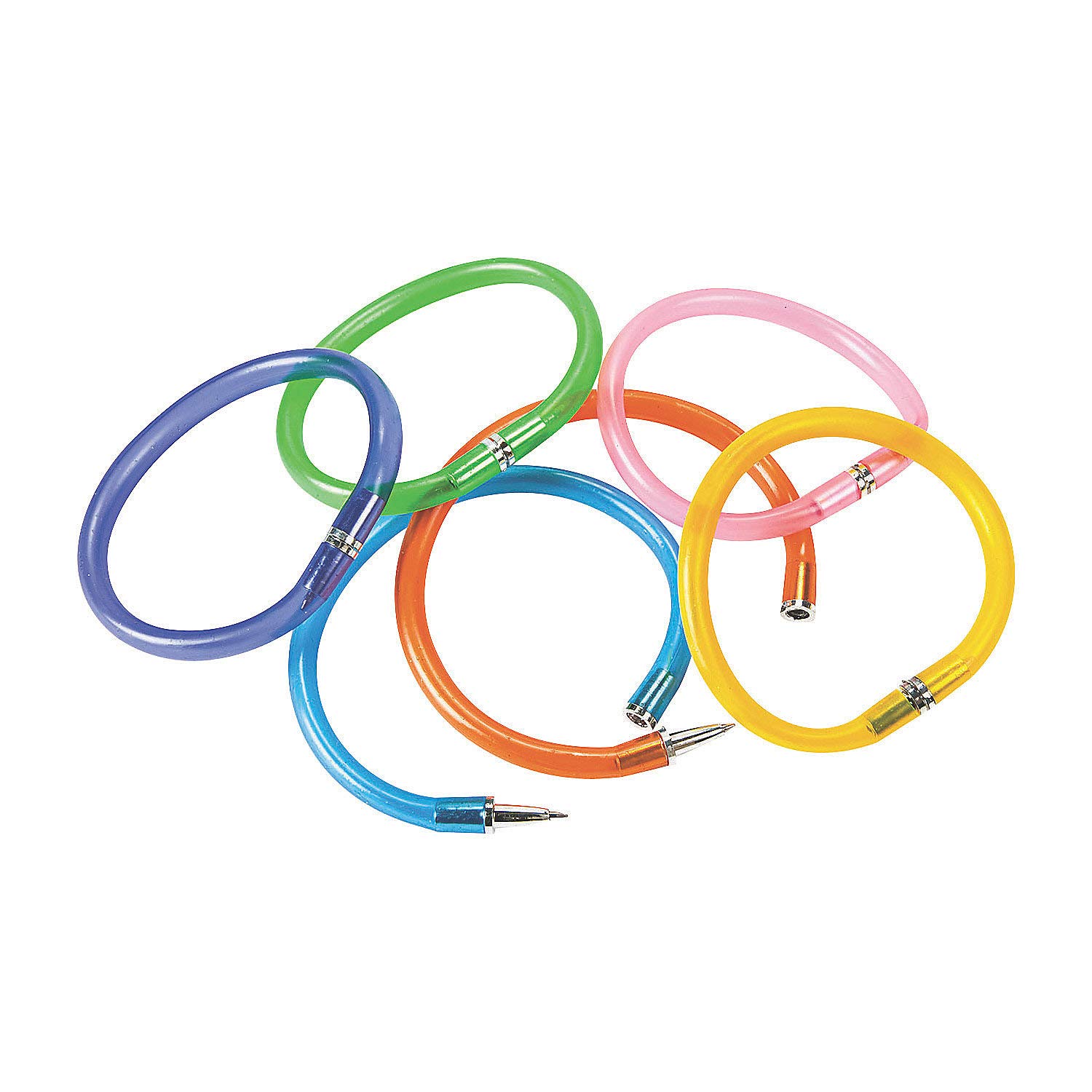 12 Pack Glitter Ink Pen Bracelets - Neon Vinyl Wristbands for Kids, Teens, DIY Crafts, Party Favors, School Events & Festivals