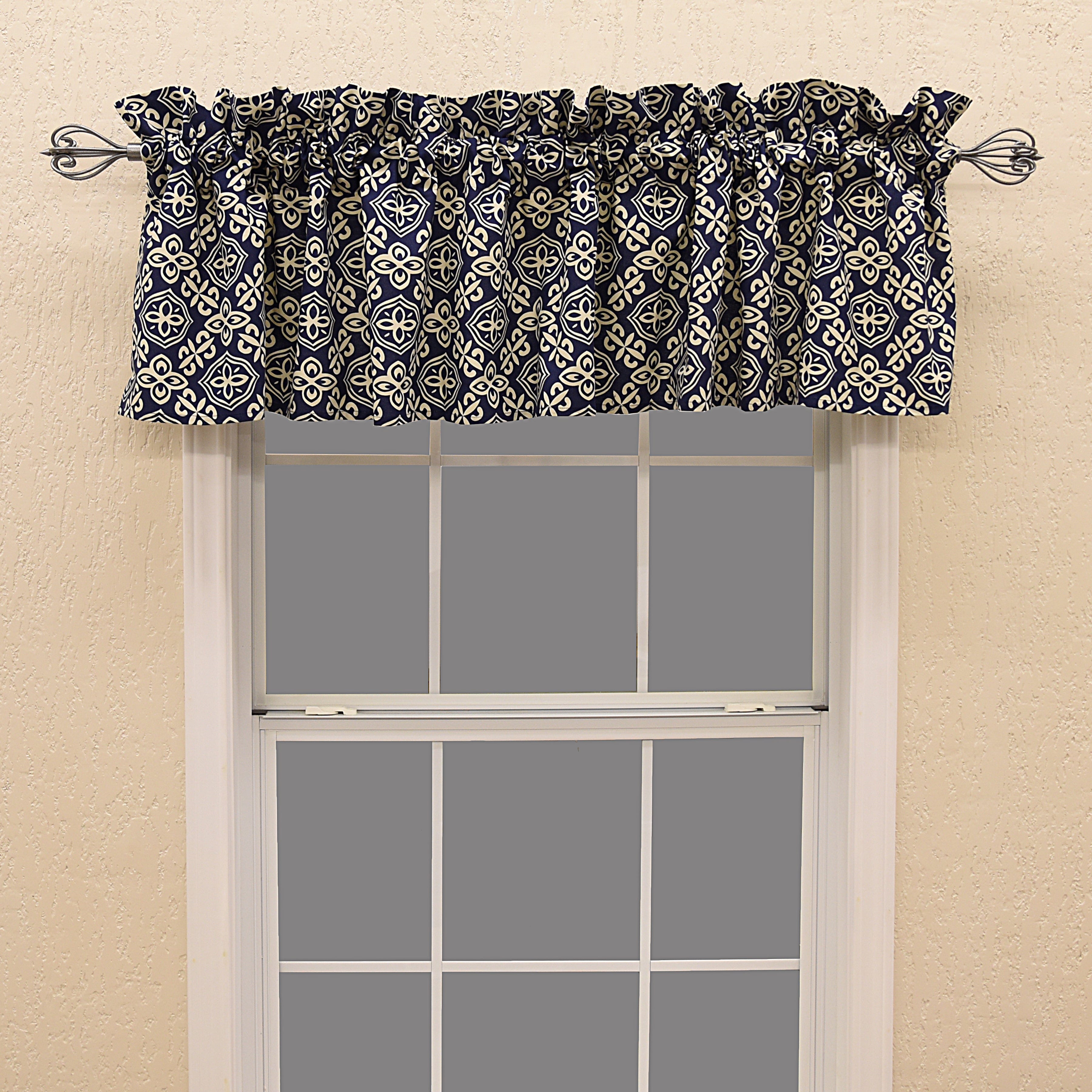 St. Clair Navy & White Cotton Kitchen Valance - Stylish Window Treatment for Modern Farmhouse & Coastal Decor - Perfect for Kitchens, Dining Rooms & Breakfast Nooks